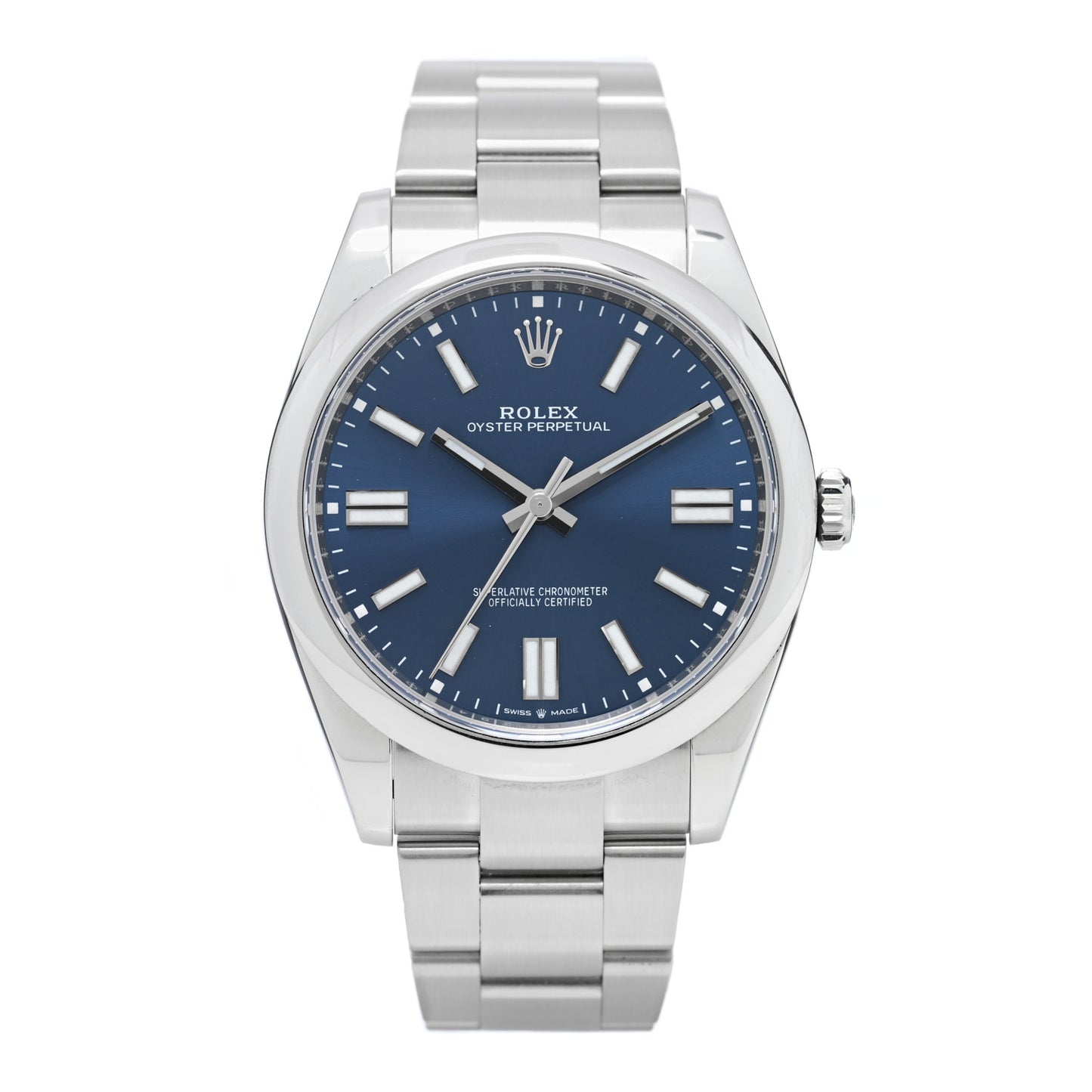 Stainless Steel 41mm Oyster Perpetual Watch Bright Blue 124300