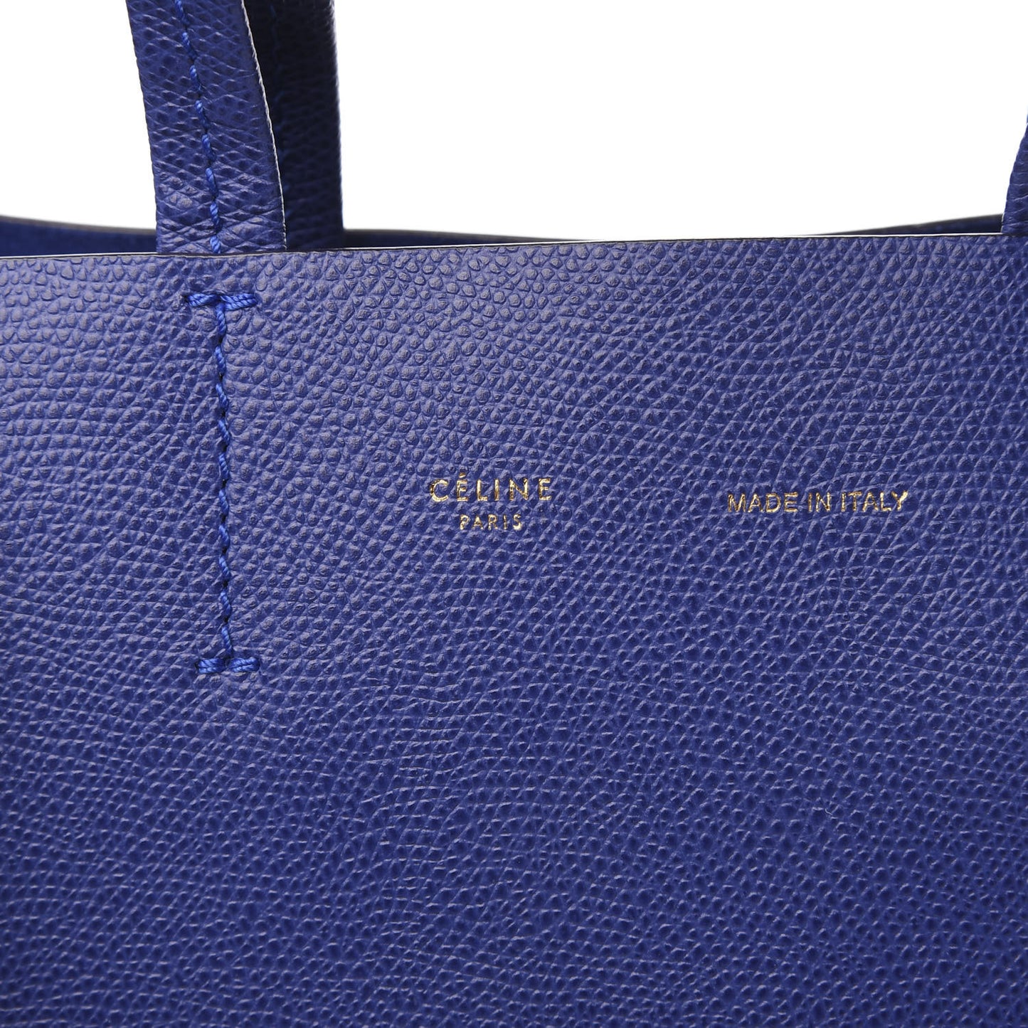 Grained Calfskin Small Vertical Cabas Indigo