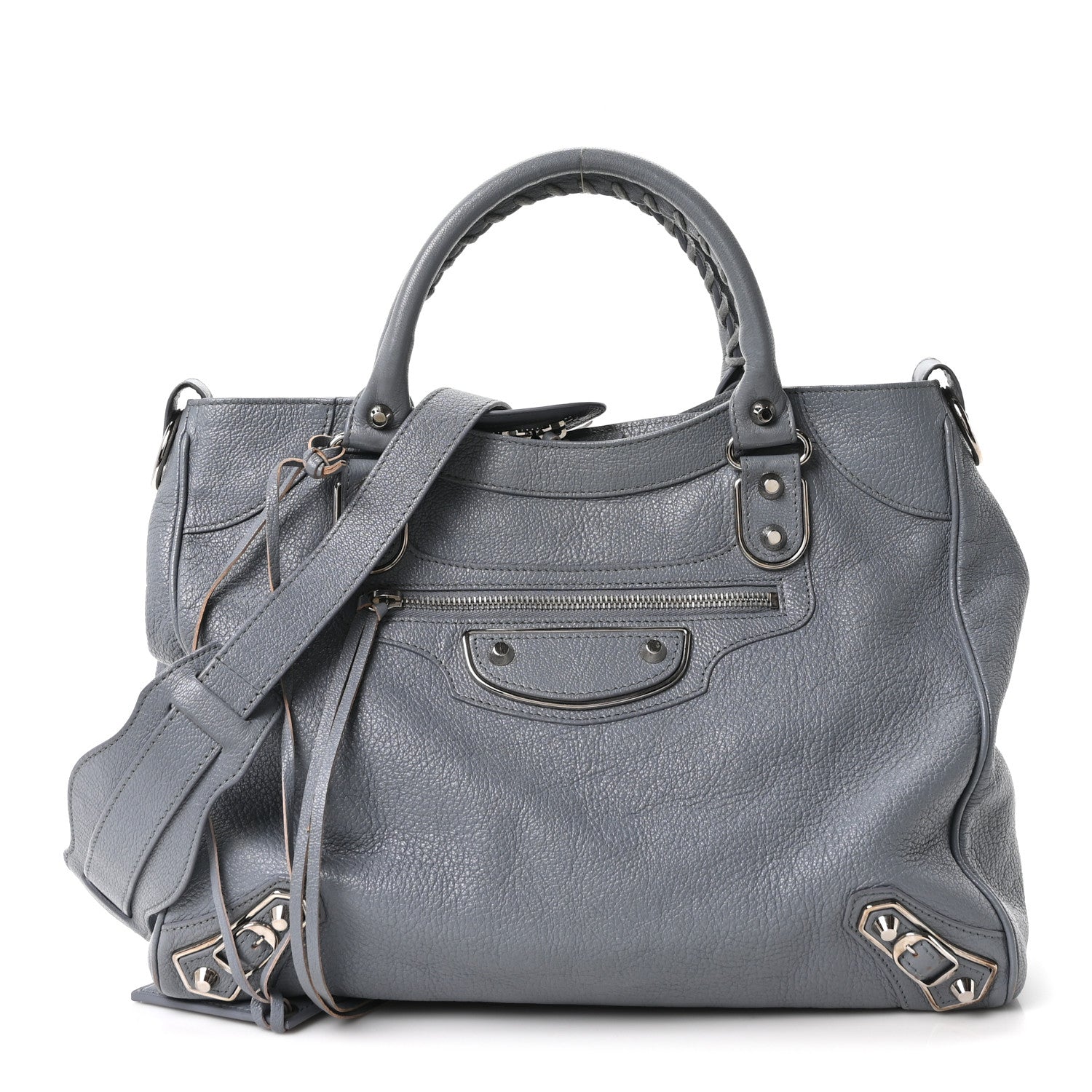 Balenciaga Chevre Silver Metallic Edge Hardware Velo Gris Acier