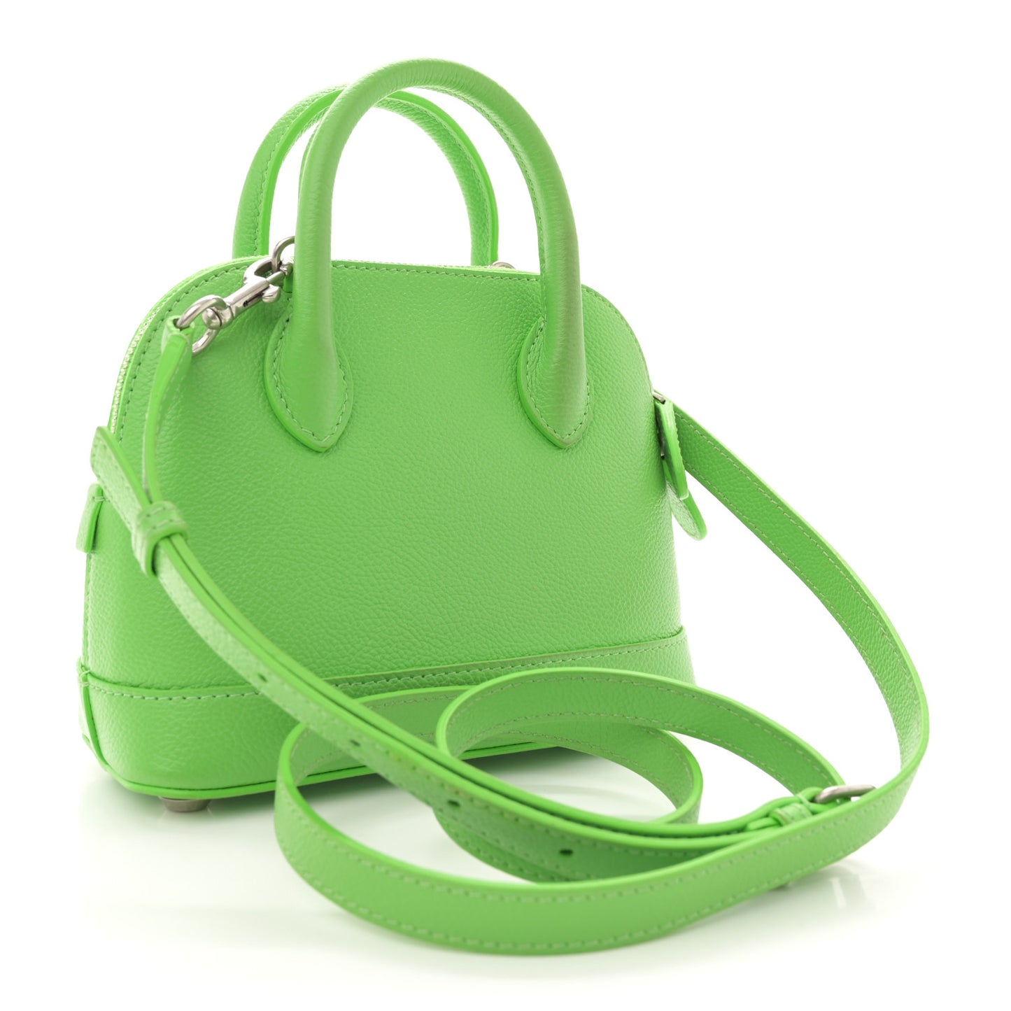 Grained Calfskin Logo XXS Ville Top Handle Bag Light Green Fuchsia