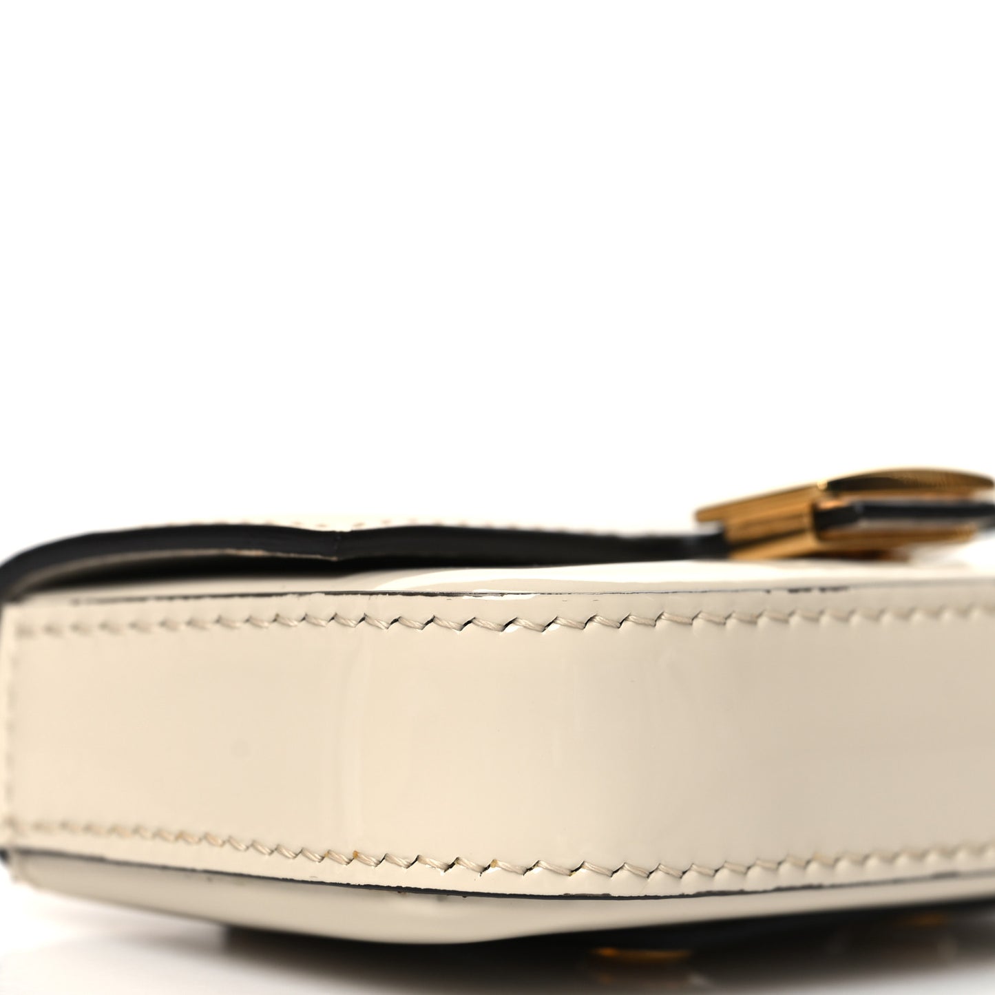 Vitello Vernice Mou Nano Baguette Belt Charm Latte