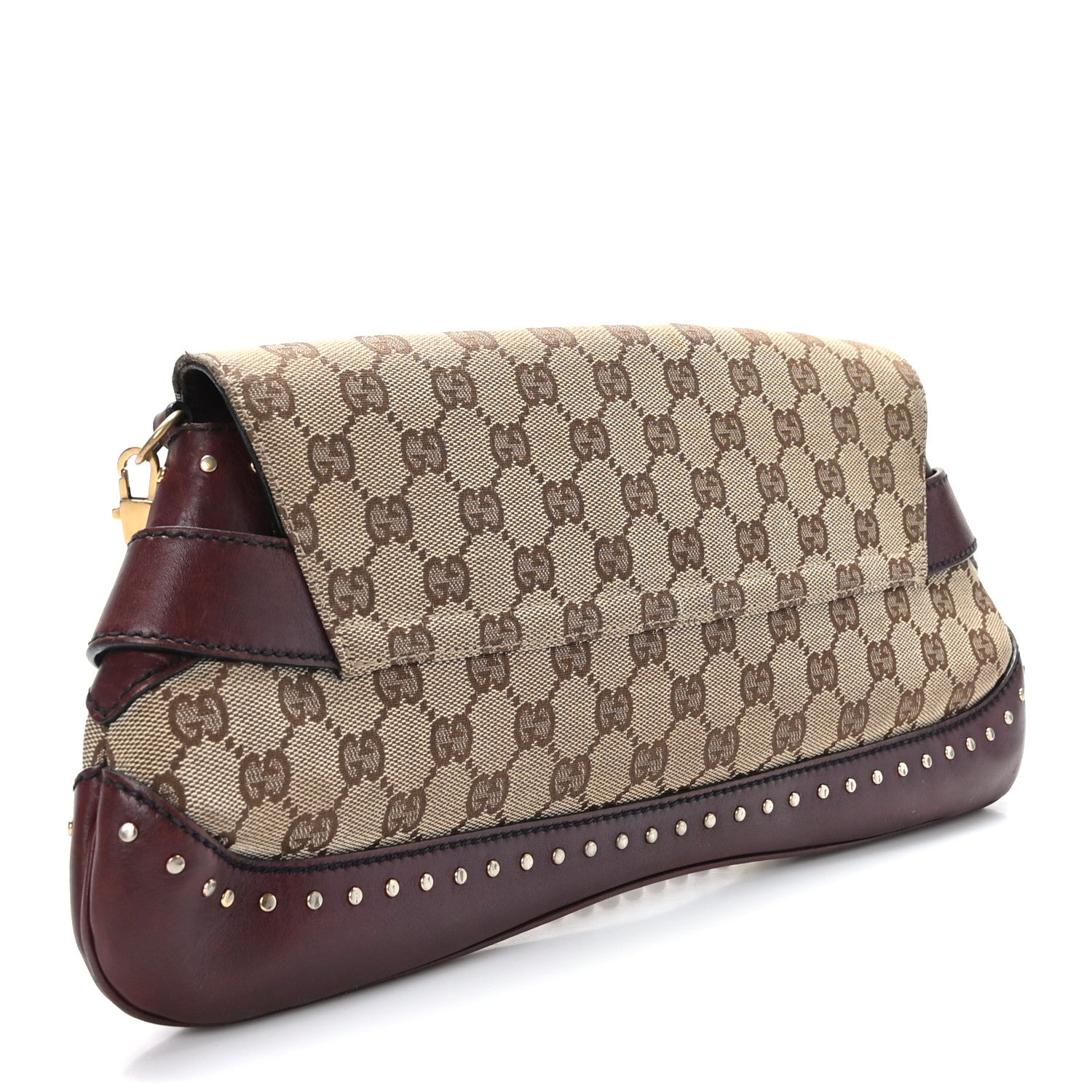 Gucci Monogram Studded Horsebit Clutch Bordeaux 2 of 11