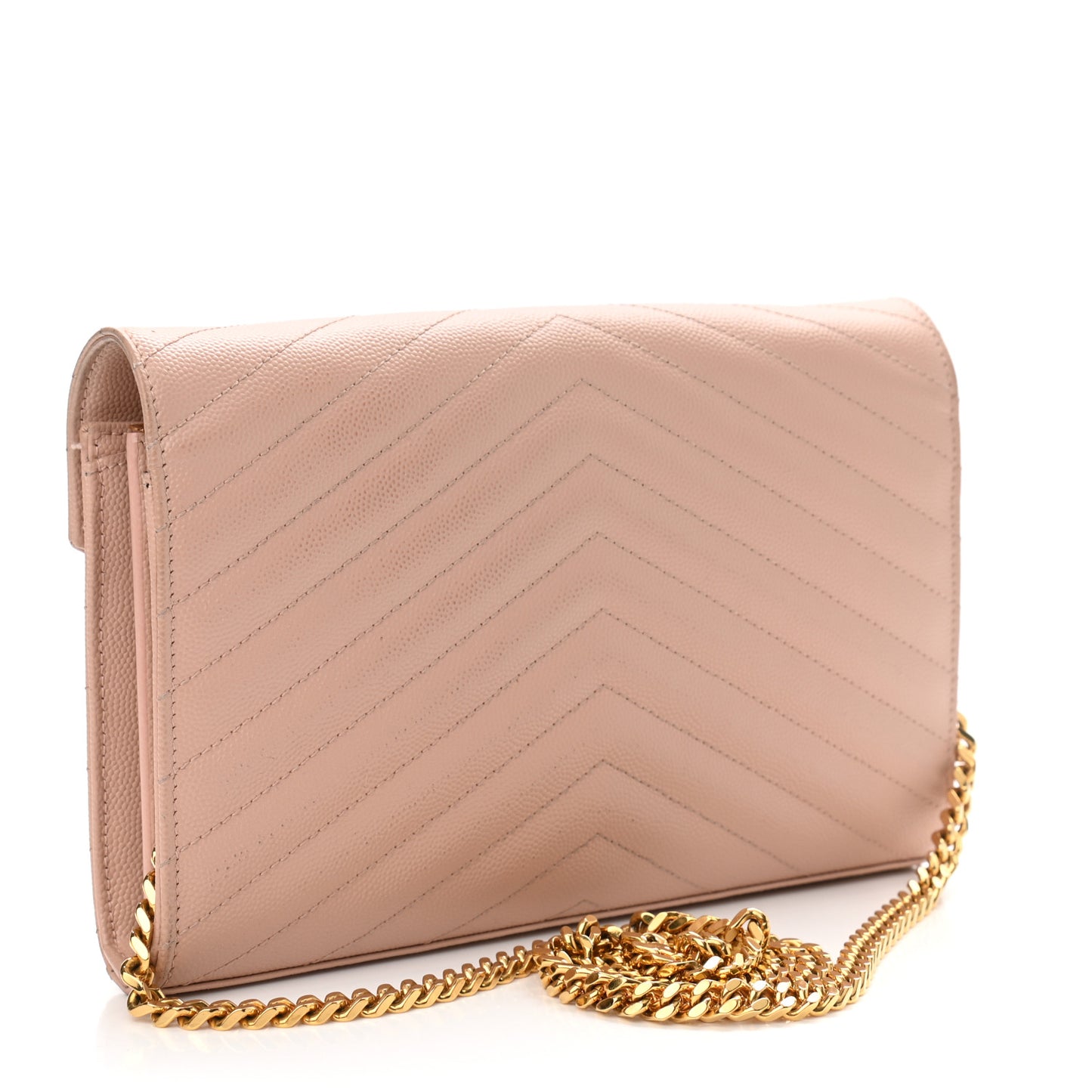 Grain De Poudre Matelasse Chevron Monogram Chain Wallet Pale Pink