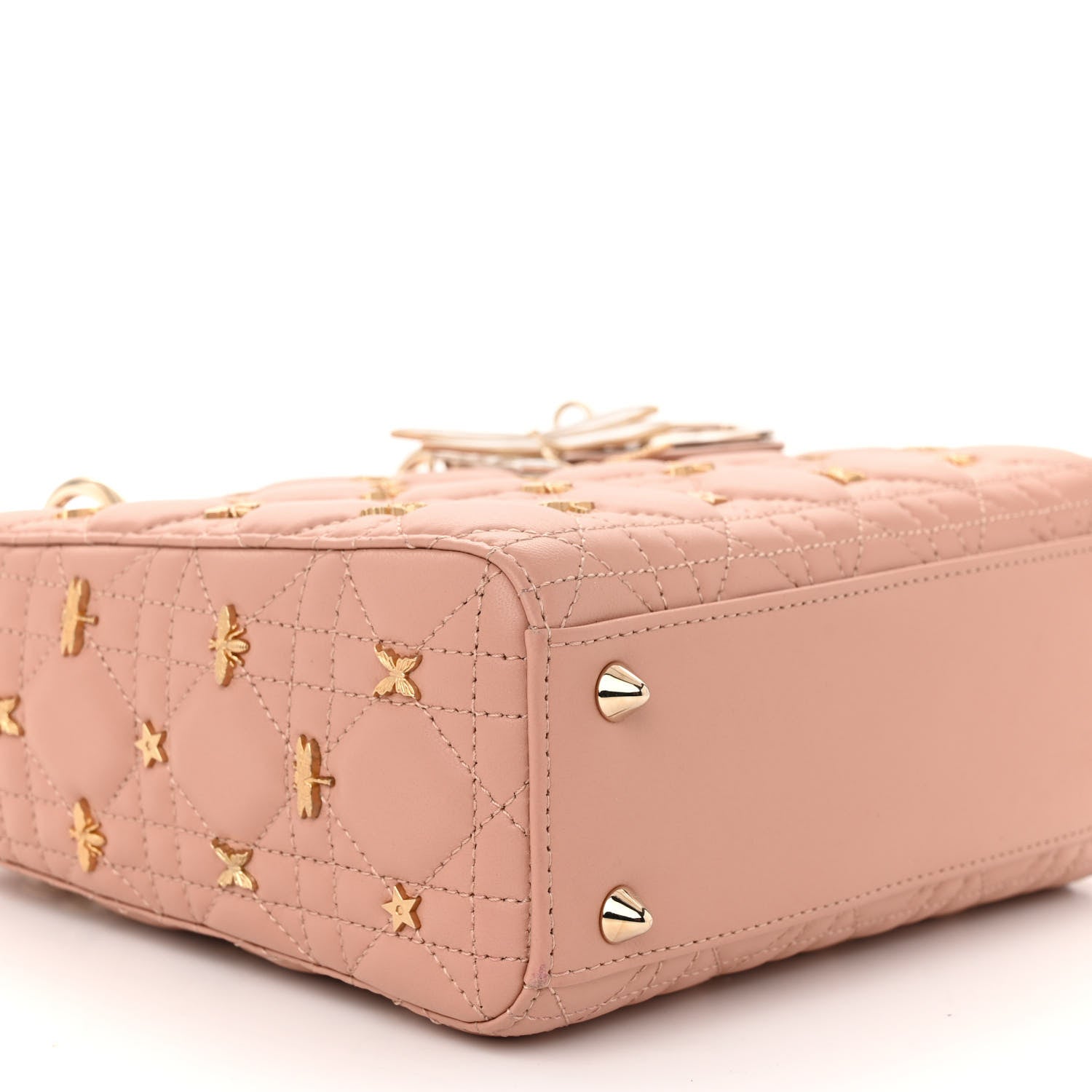 Christian Dior Lambskin Cannage Dragonfly Studs Small Lady Dior Rose Des Vents 9 of 10