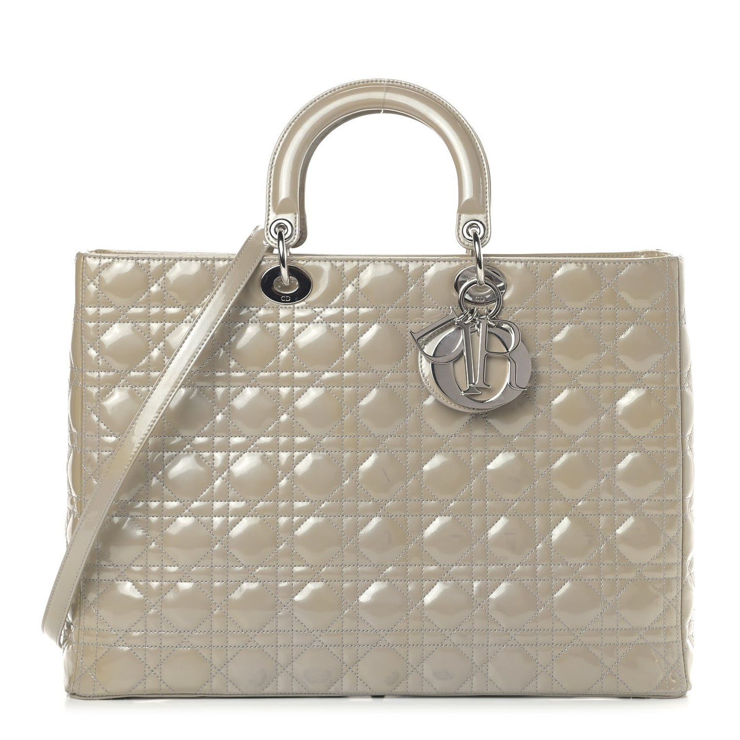 Patent Cannage Extra Large Lady Dior Beige