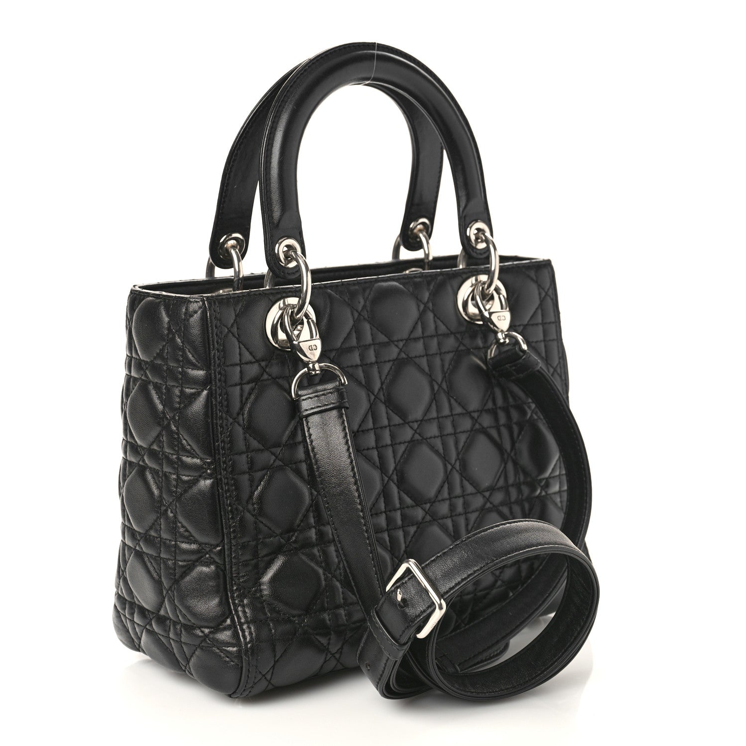 Christian Dior Lambskin Cannage Medium Lady Dior Black 2 of 9