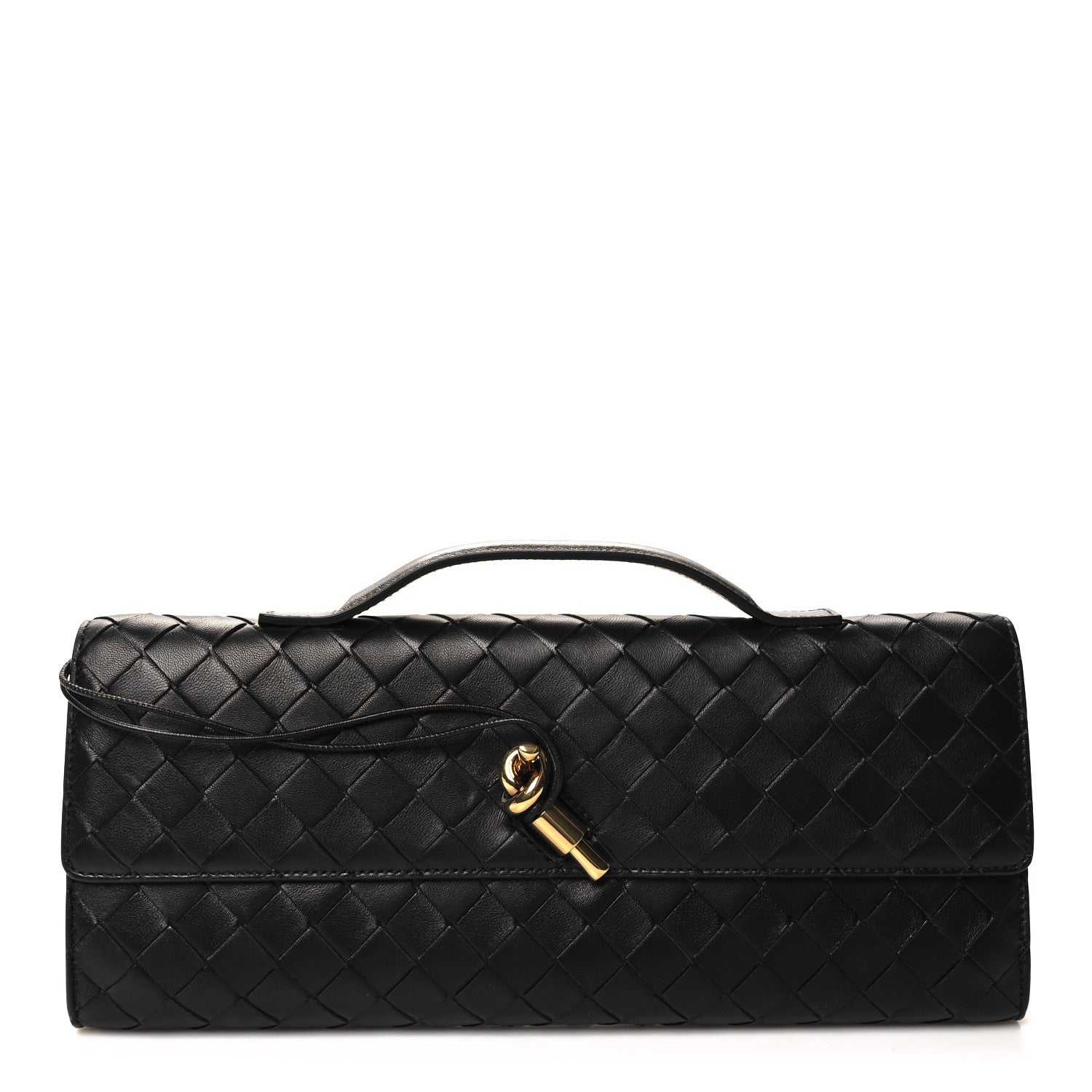 Bottega Veneta Nappa Intrecciato Long Andiamo Top Handle Clutch Black 1 of 9