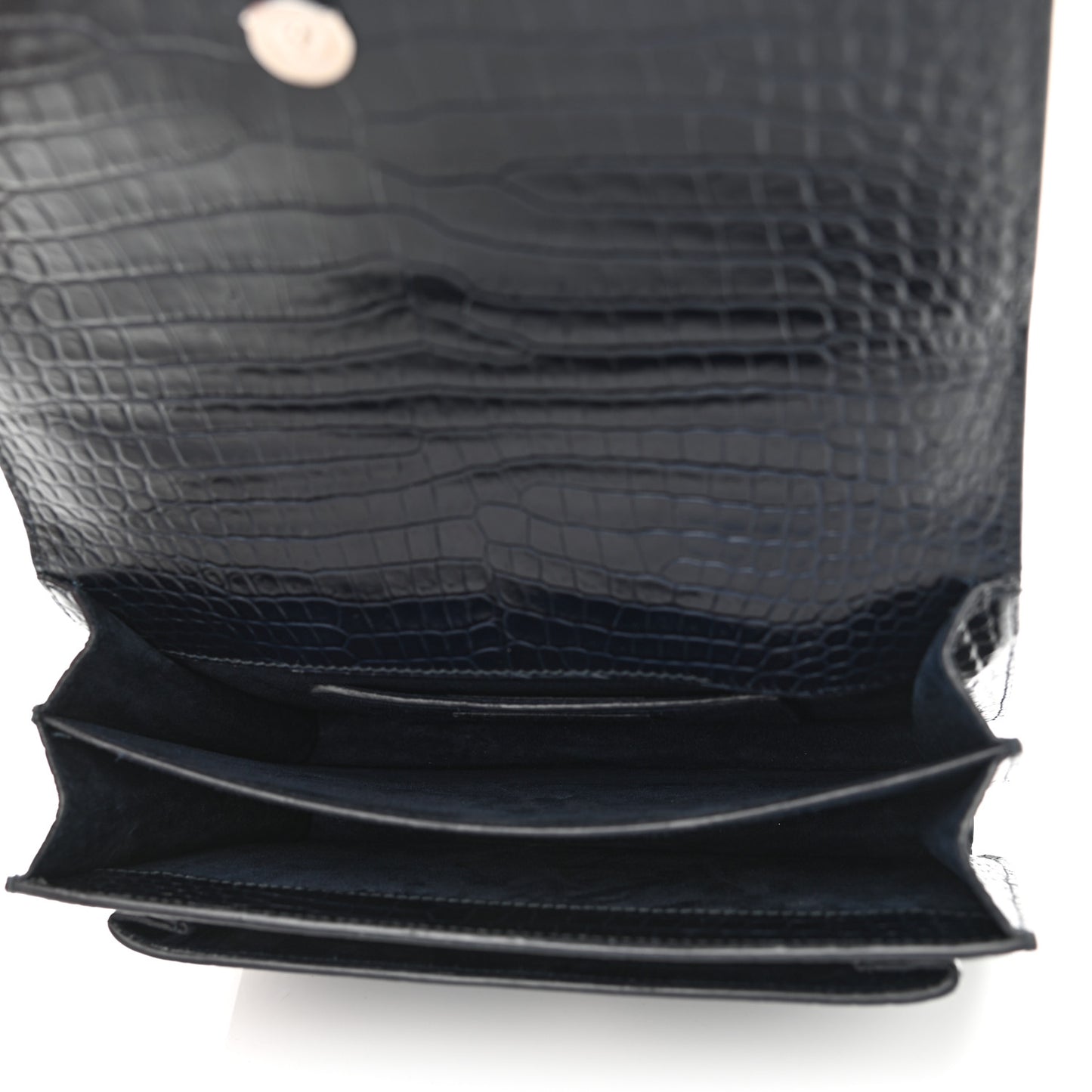 Calfskin Crocodile Embossed Medium Monogram Sunset Navy