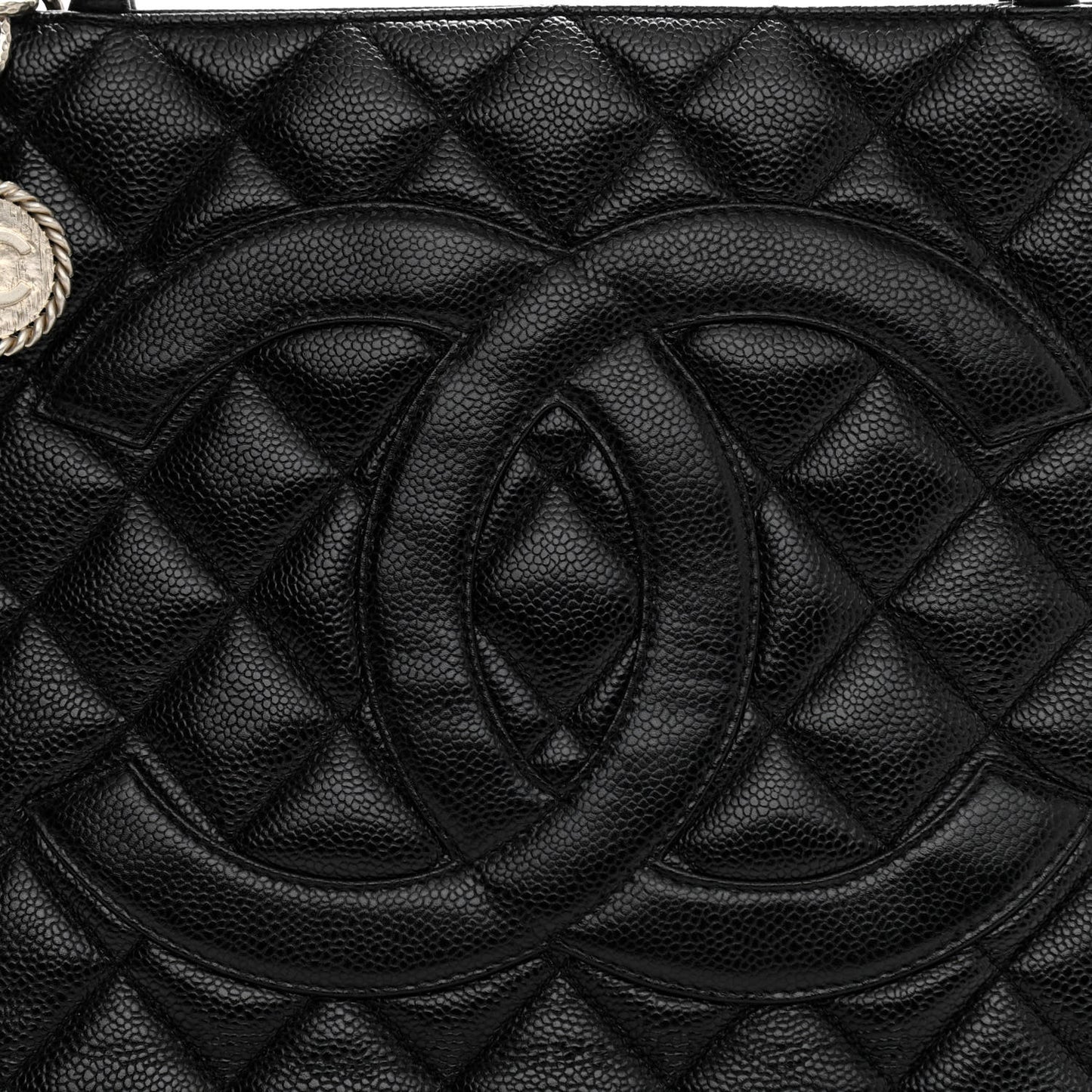 Caviar Quilted Medallion Tote Black