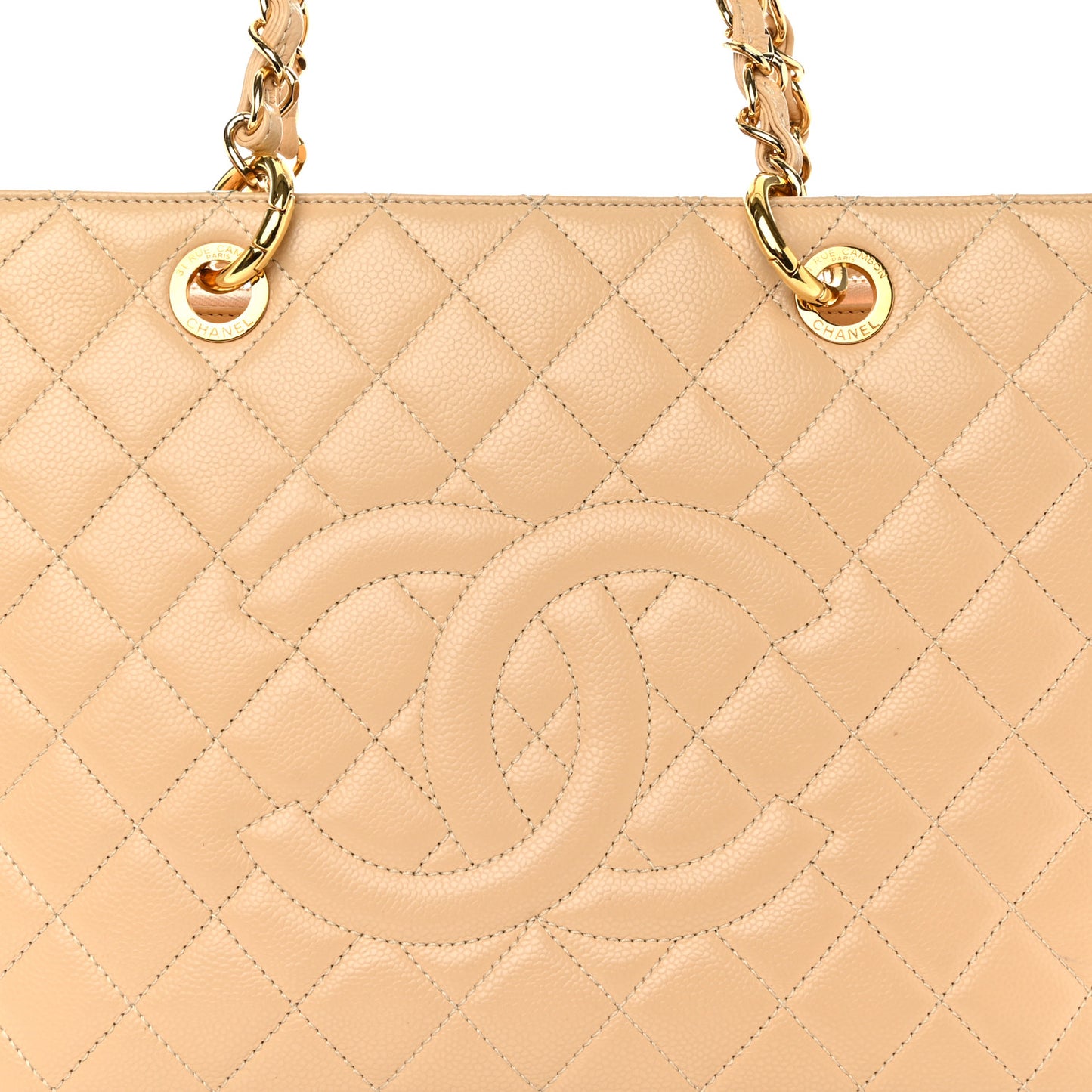 Caviar Quilted Grand Shopping Tote GST Beige
