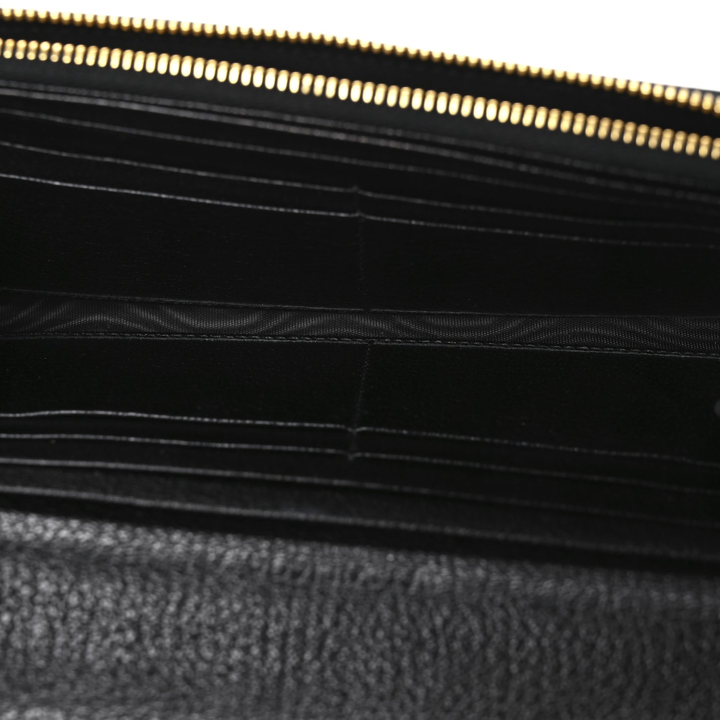 Chevre Gold Metallic Edge Hardware Money Wallet Black