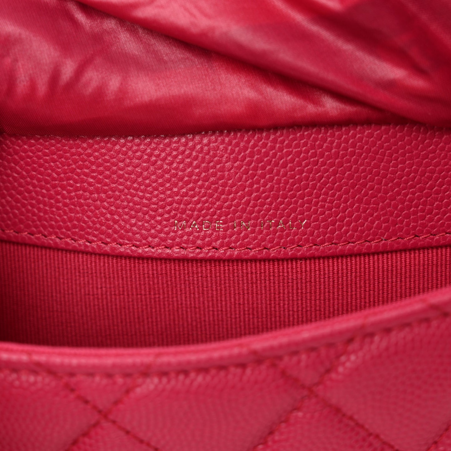 Caviar Fabric Quilted Foldable Tote With Chain Pink Multicolor
