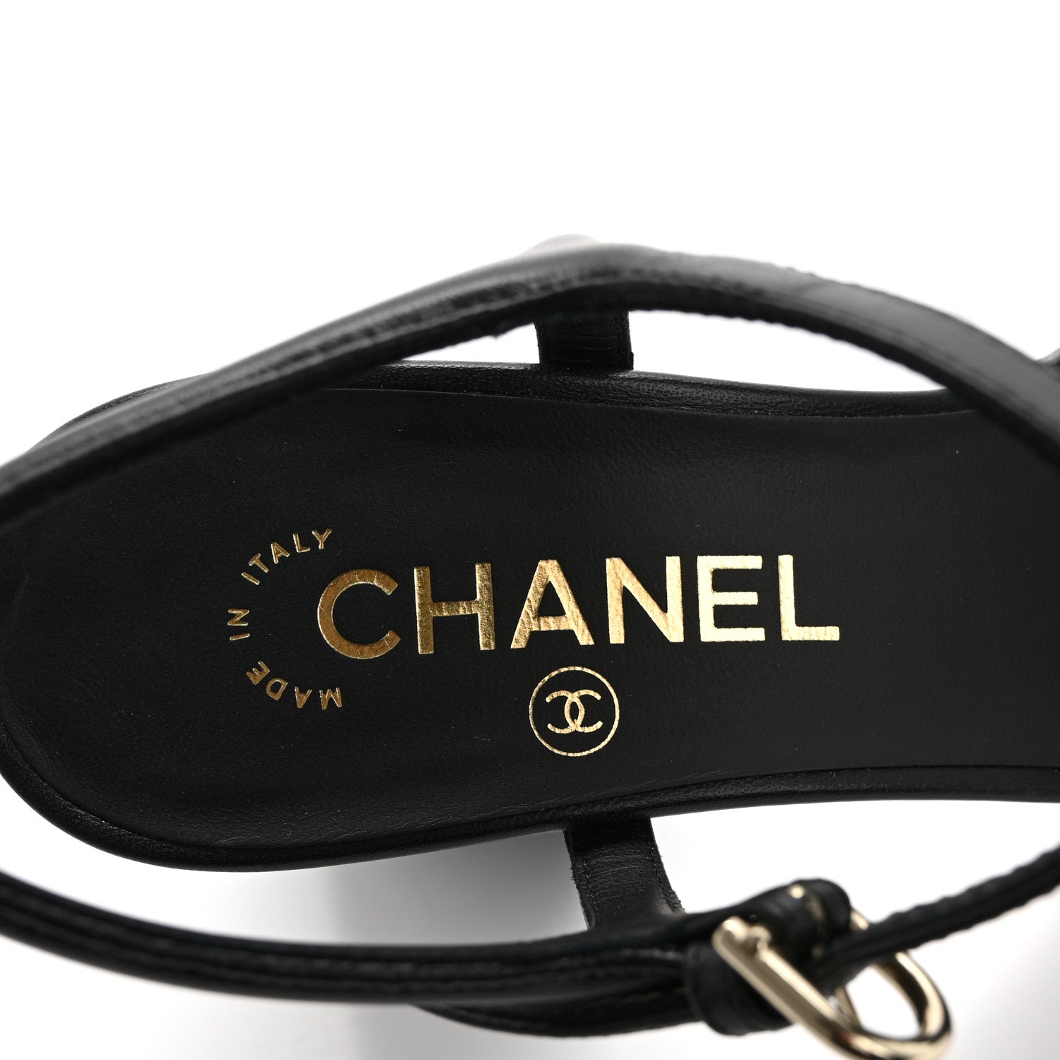 Chanel Lambskin Logo Platform Sandals 38 Black 6 of 11