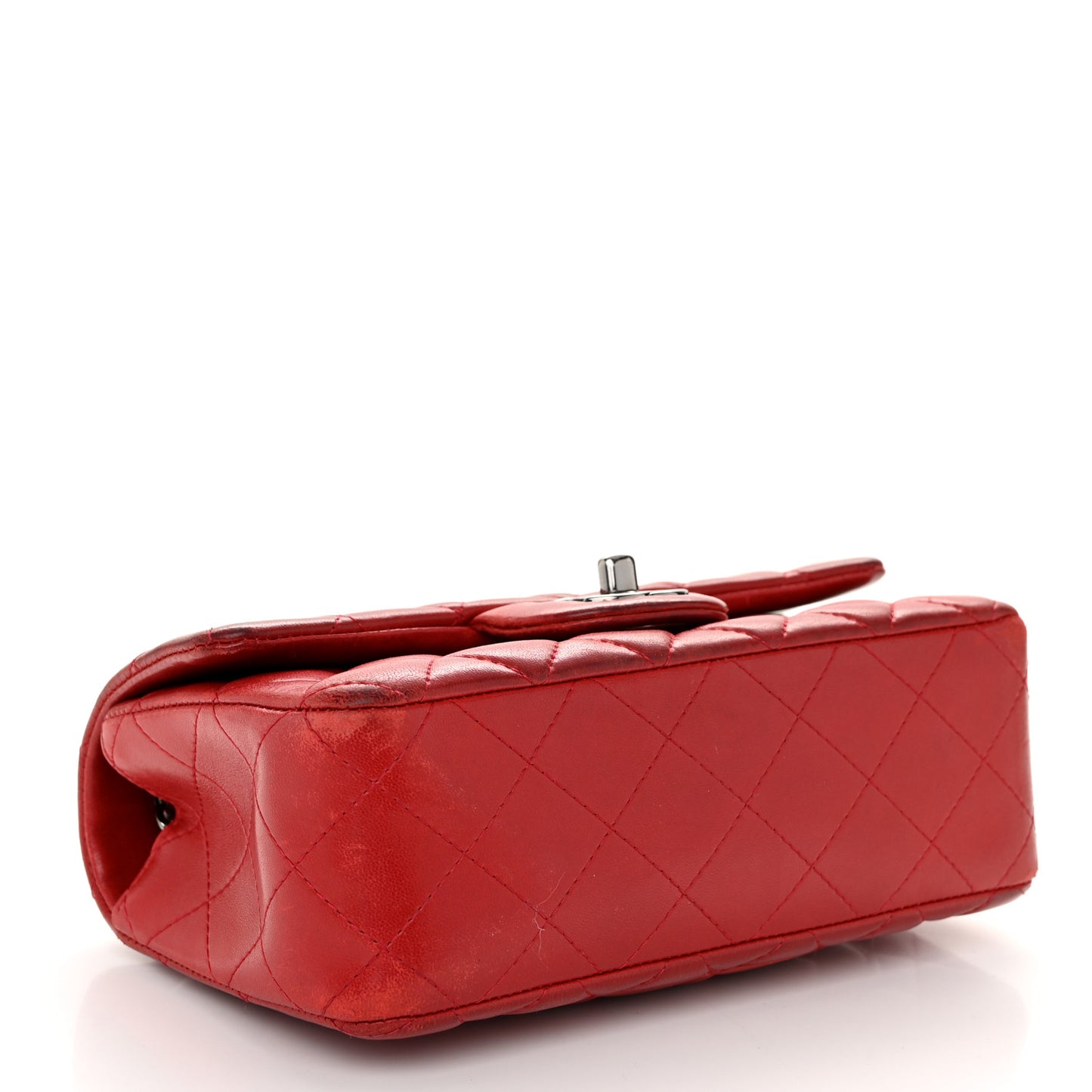 Lambskin Quilted Mini Rectangular Flap Red