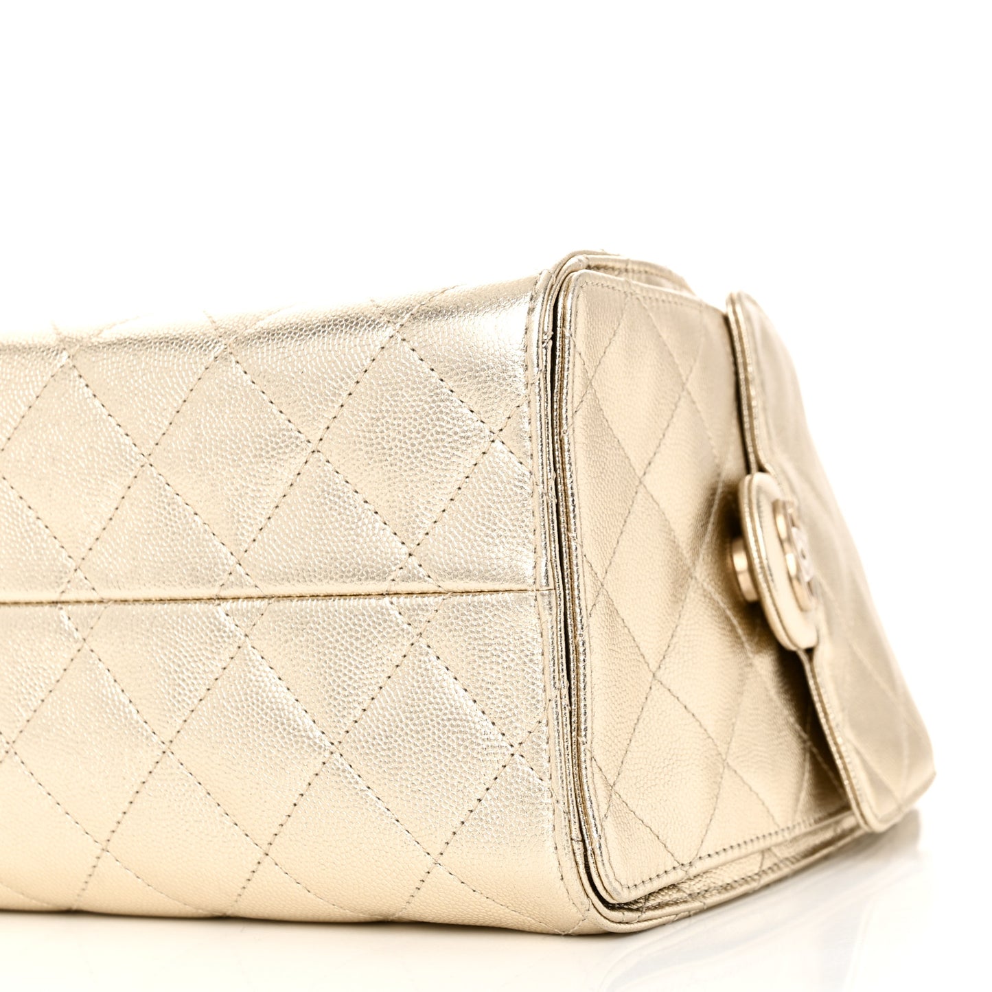 Metallic Caviar Quilted Small Chanel 25 Hobo Gold