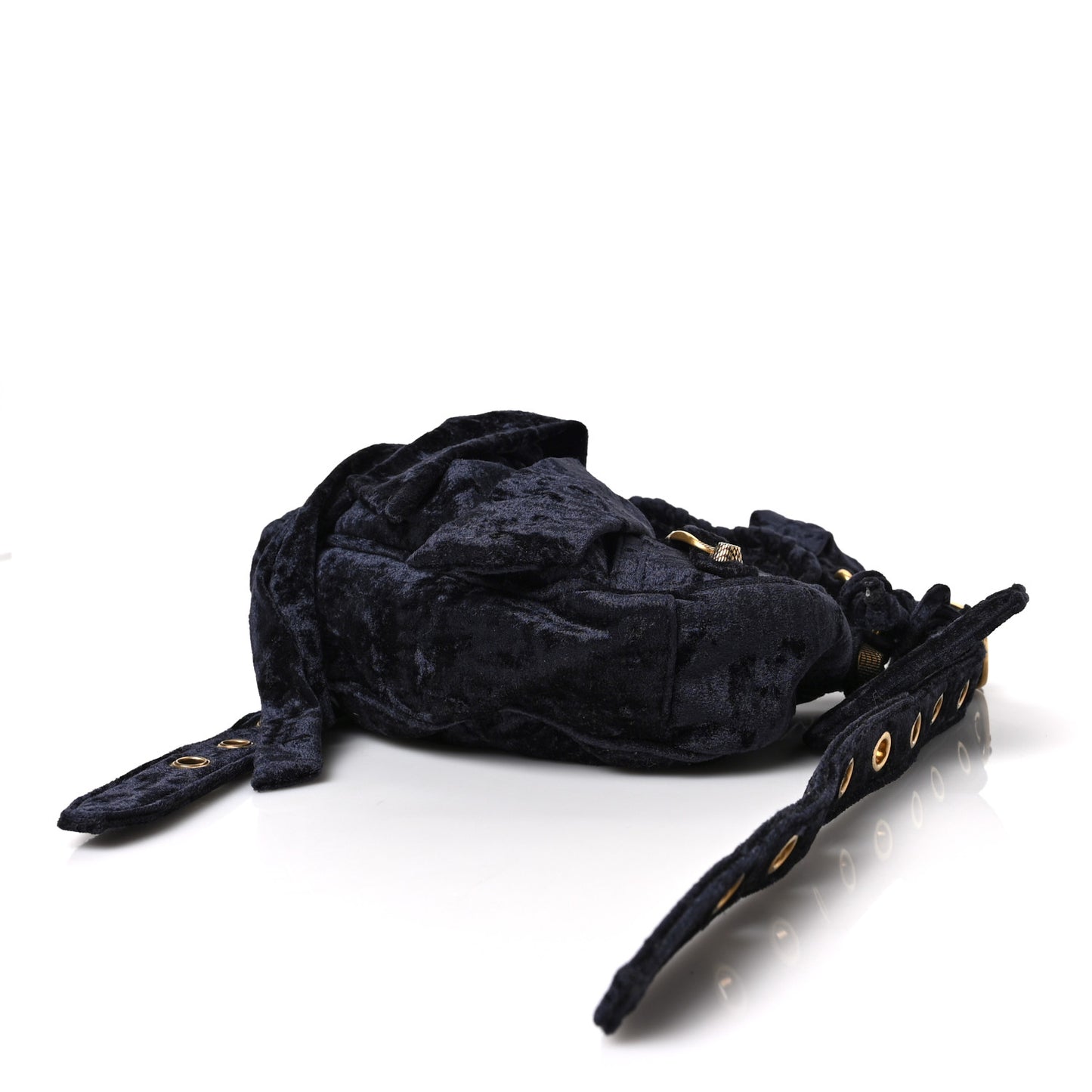Crushed Velvet Le Cagole Shoulder Bag XS Navy