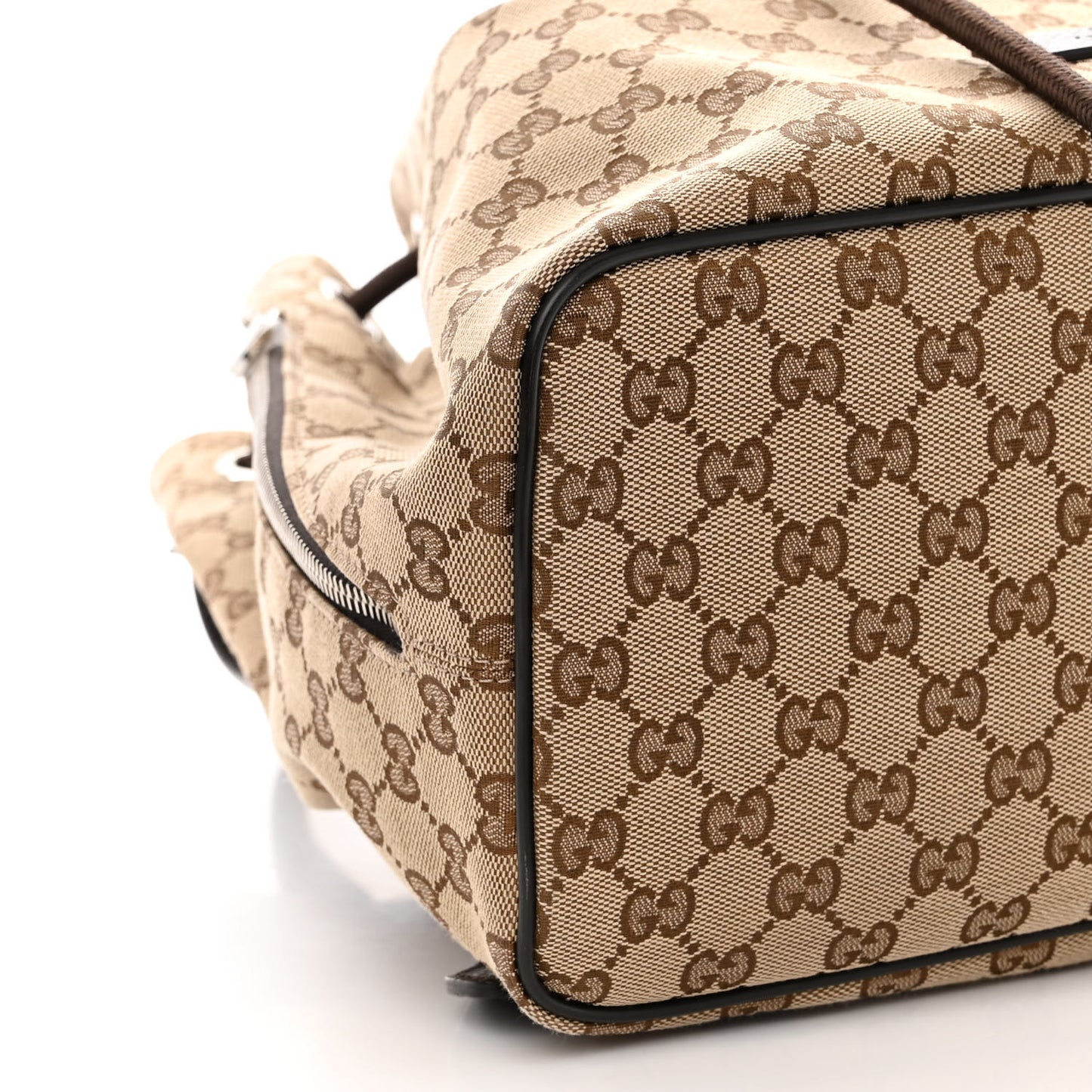 Monogram Dollar Calfskin O Drawstring Backpack Beige Ebony Testa di Moro Dark Chocolate