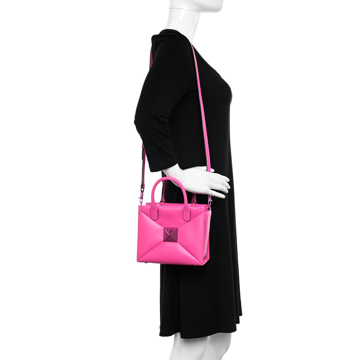 Nappa Tonal Monochrome Small One Stud Handbag Pink PP