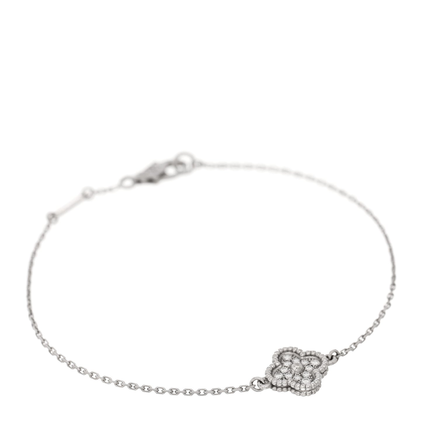 18K White Gold Diamond Sweet Alhambra Bracelet