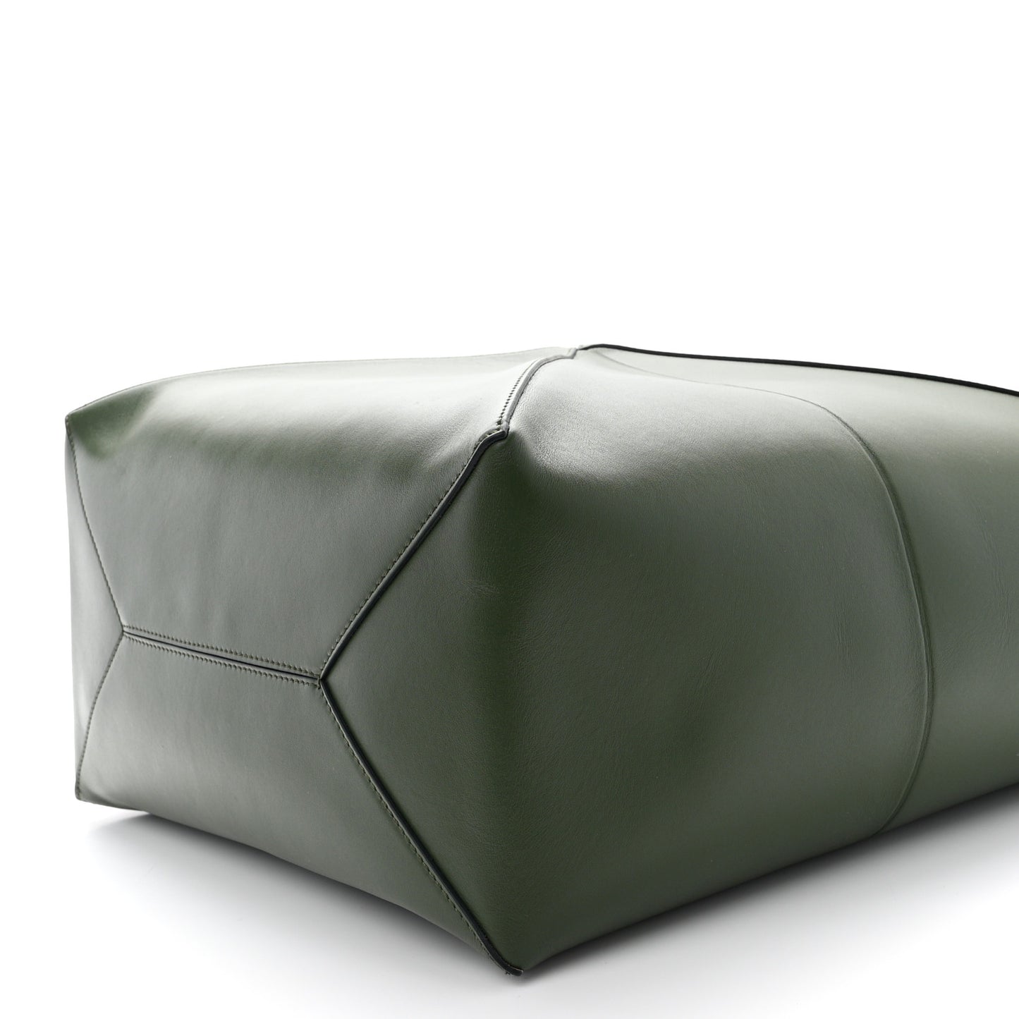 Shiny Calfskin Medium Puzzle Fold Tote Dark Khaki Green