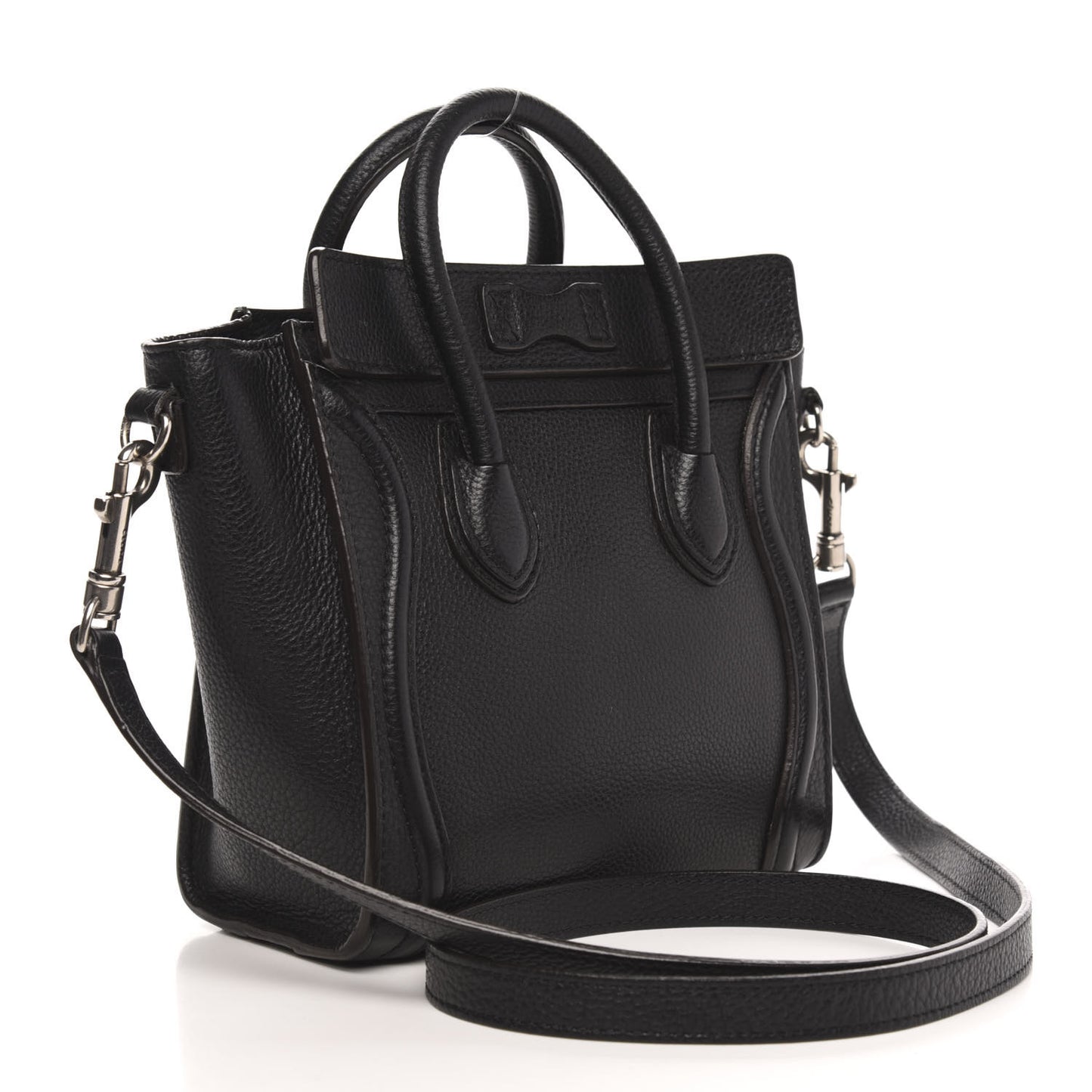 Drummed Calfskin Nano Luggage Black
