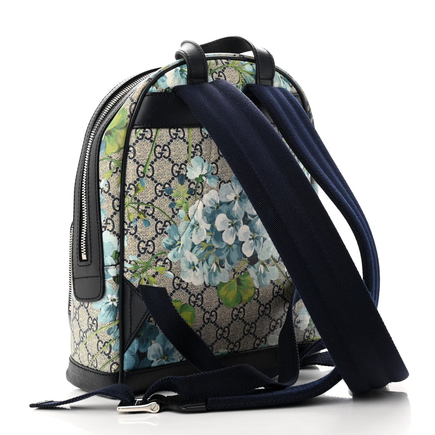 GG Supreme Monogram Blooms Small Day Backpack Blue