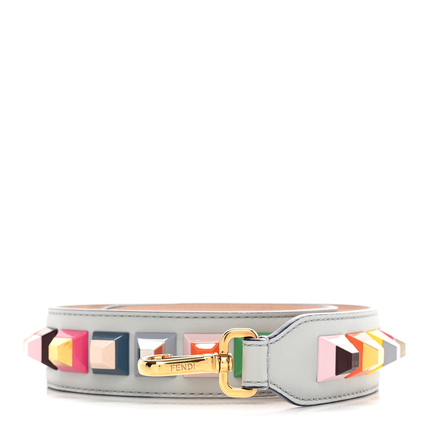 Vitello Dolce Plexiglass Bi-Color Studded Strap You Grigio Perla Plaster Multicolor