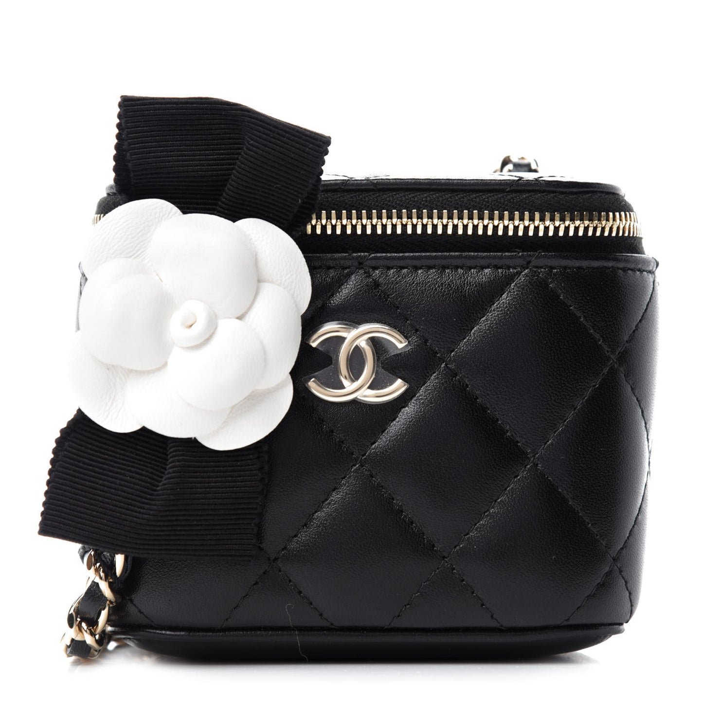 Lambskin Quilted My Chanel Lady Vanity Case With Chain Black