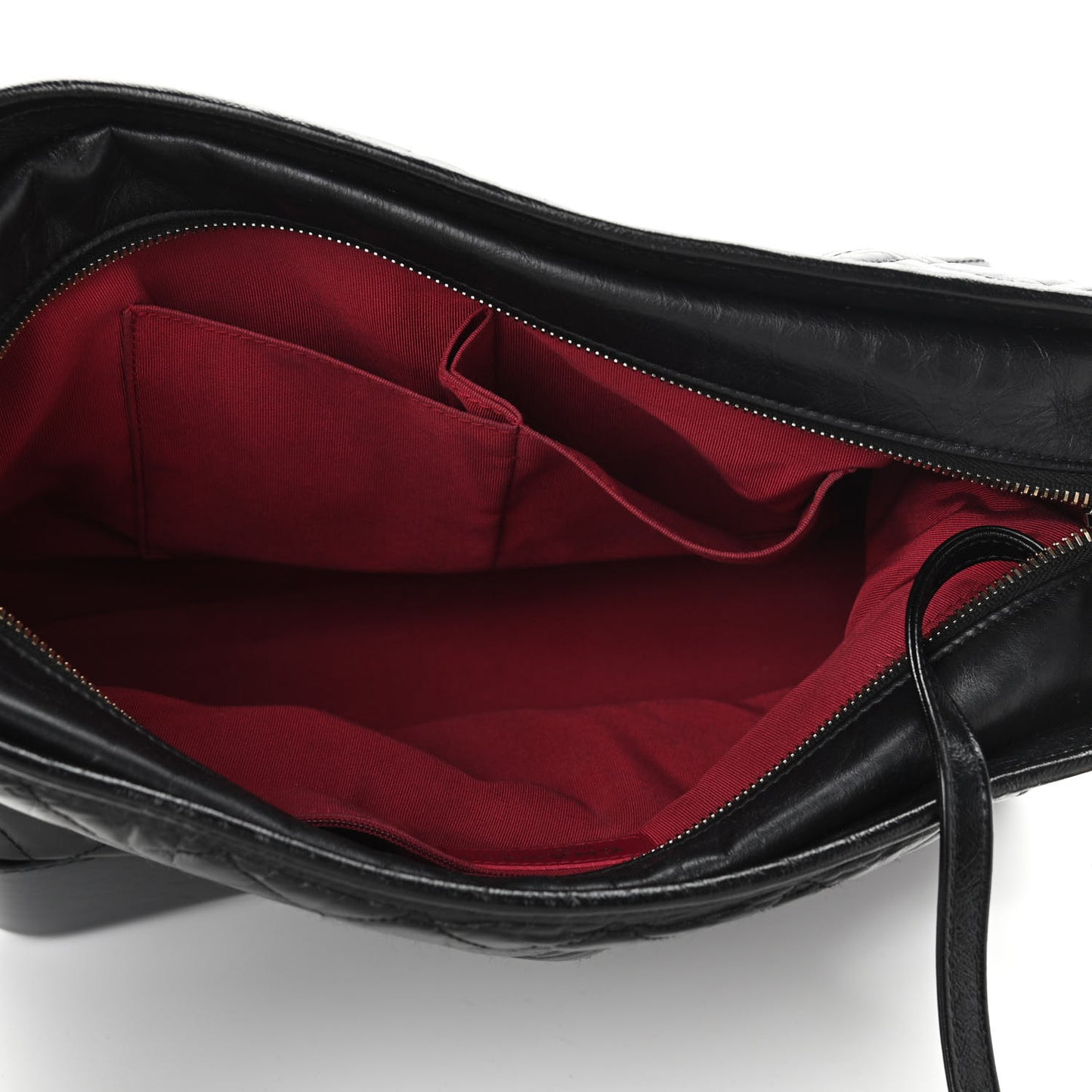 Aged Calfskin Quilted Large Gabrielle Hobo Black