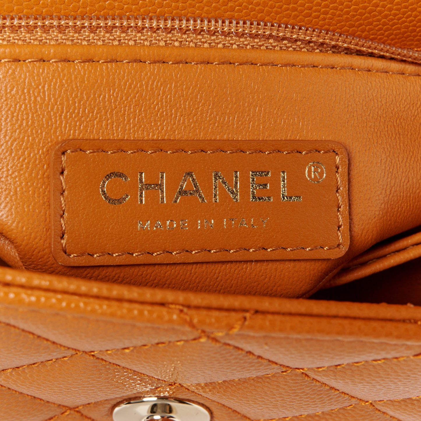 Caviar Quilted Mini Coco Handle Flap Light Brown
