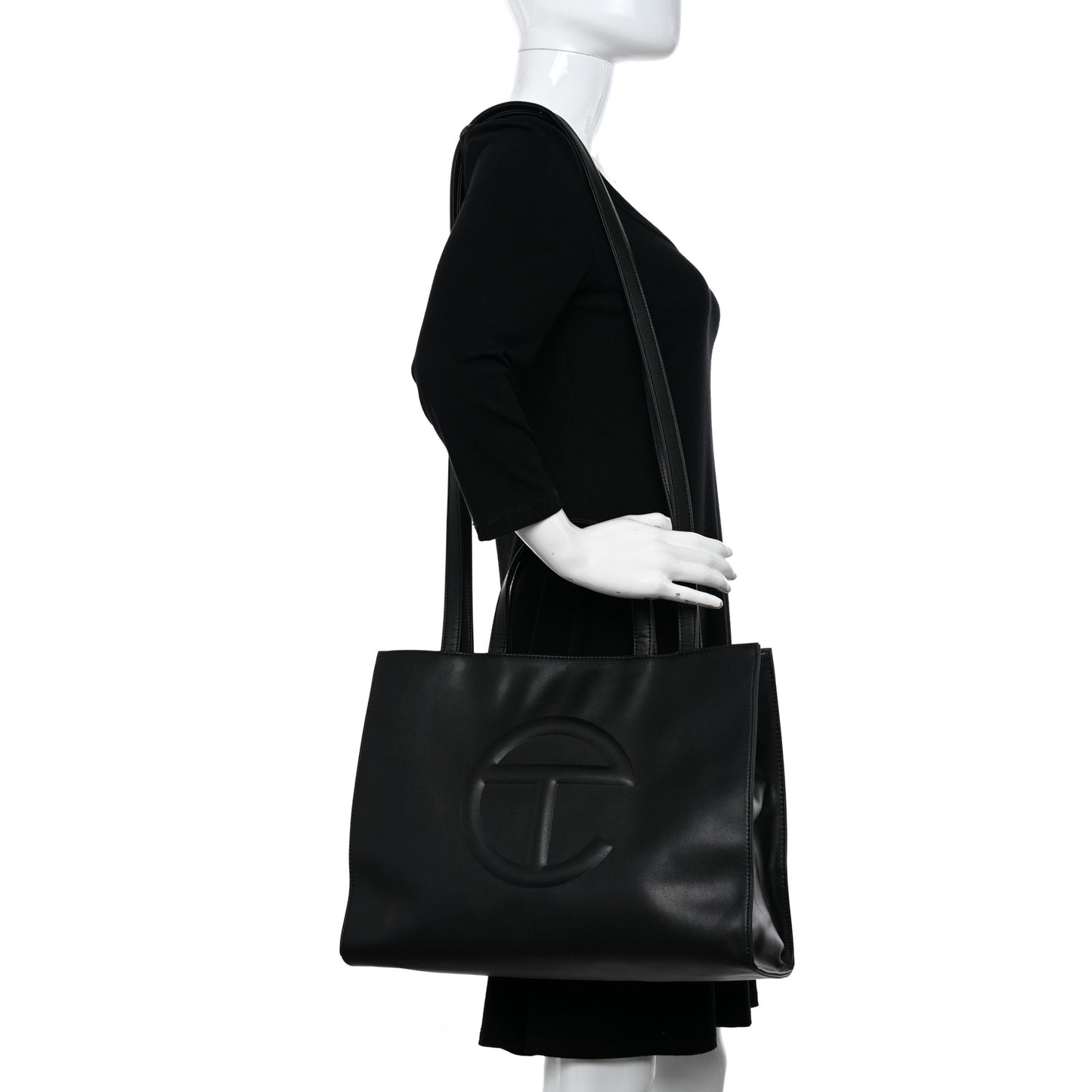 Vegan Leather Medium Shopping Bag Black