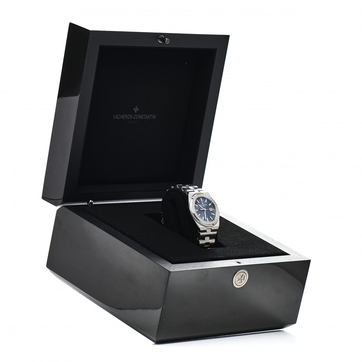 Stainless Steel Diamond Bezel 33mm Overseas Quartz Watch Blue 1205V/100A-B590