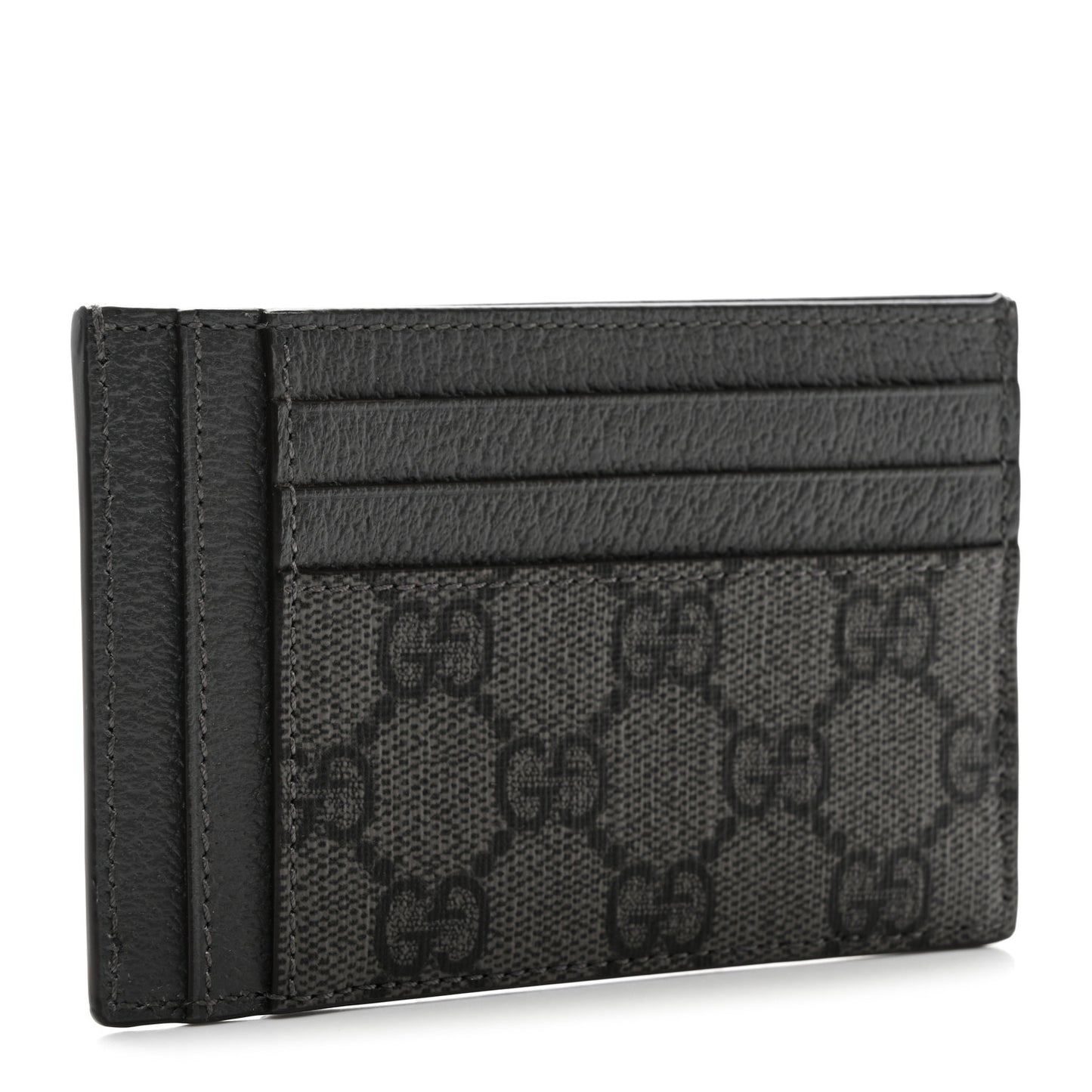 GG Supreme Monogram Textured Calfskin Ophidia Card Holder Grey