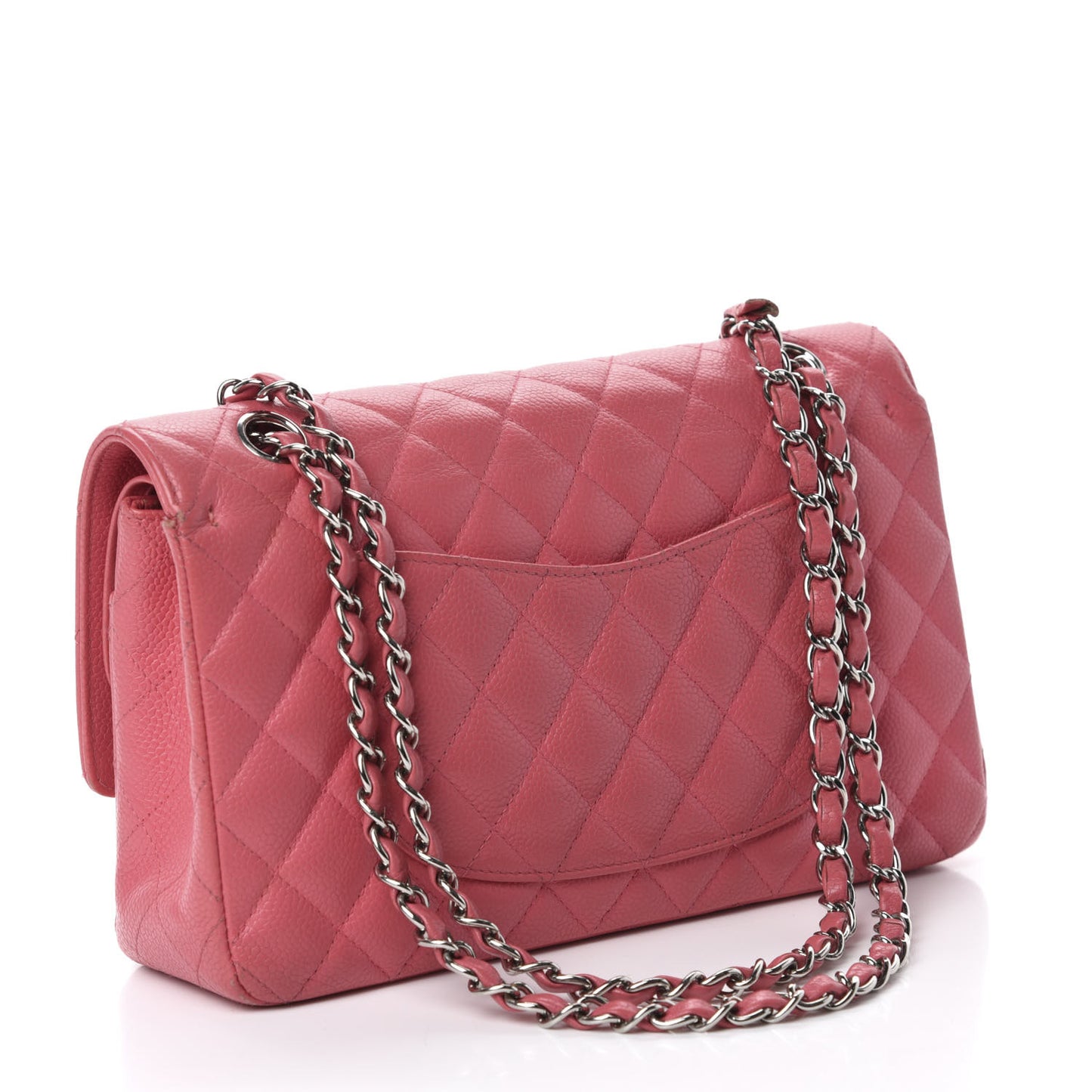 Caviar Quilted Medium Double Flap Dark Pink