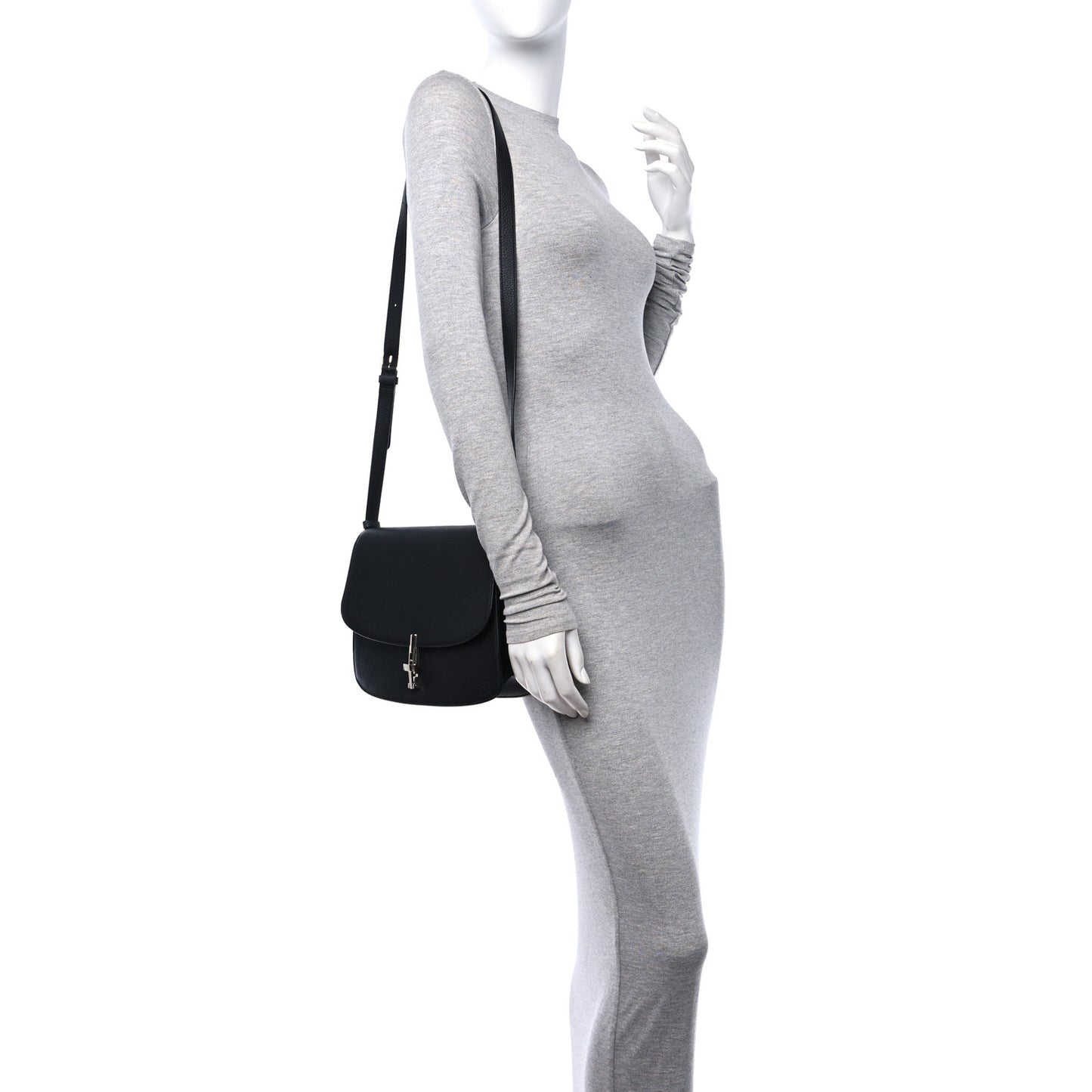 Stamped Saddle Calfskin The Sofia 10 Shoulder Bag Black