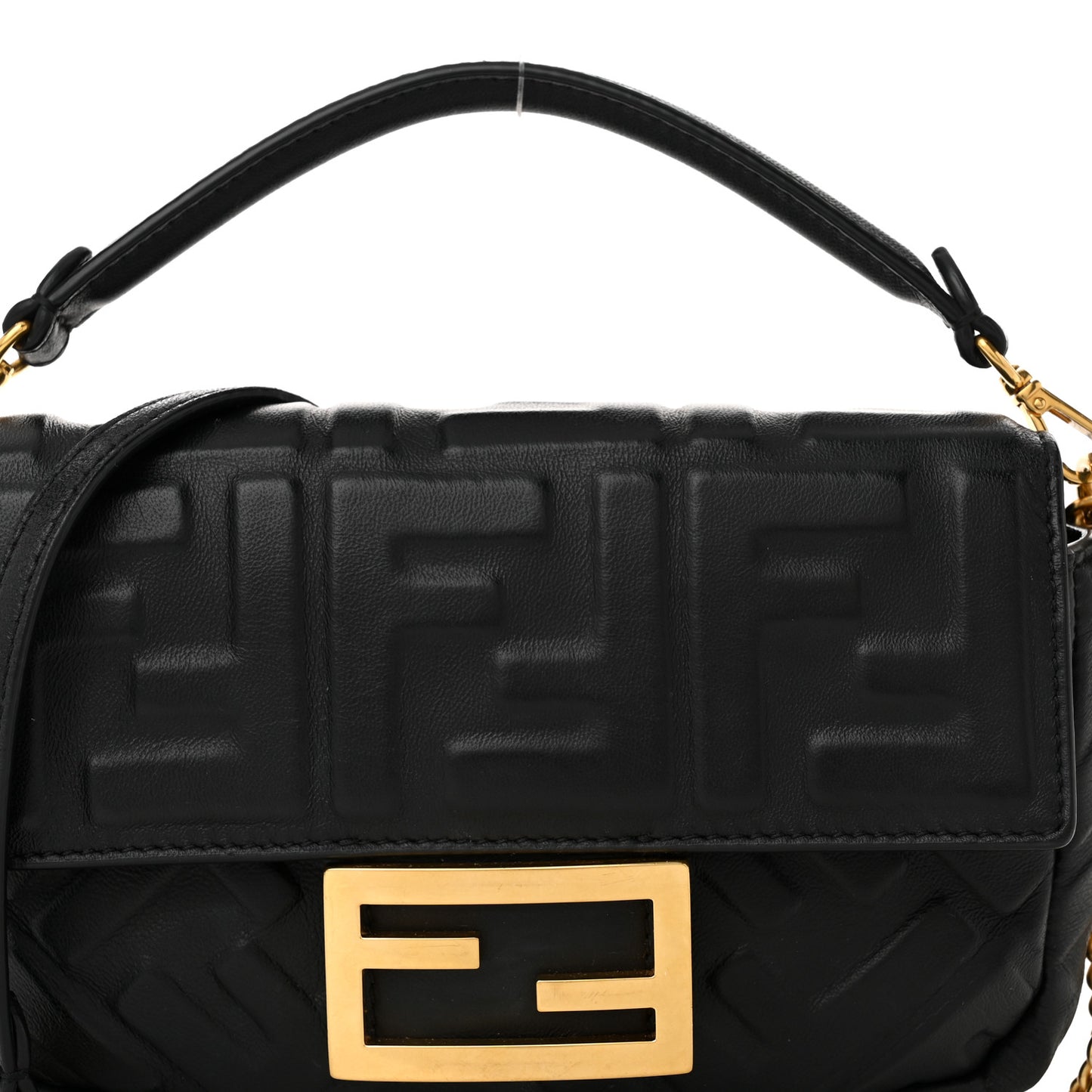 Nappa FF 1974 Embossed Mini Baguette Black