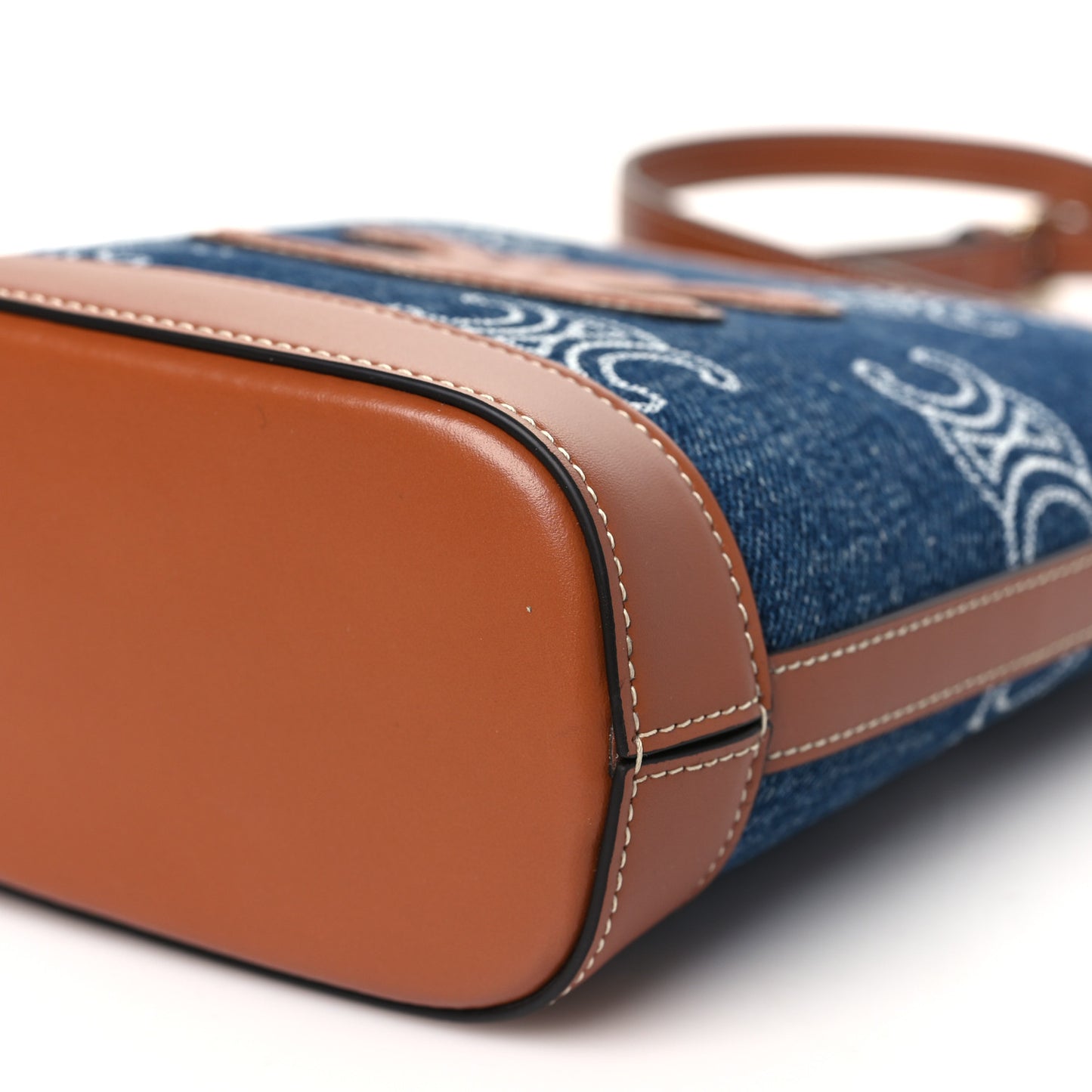 Denim Calfskin Triomphe Small Bucket Bag Blue