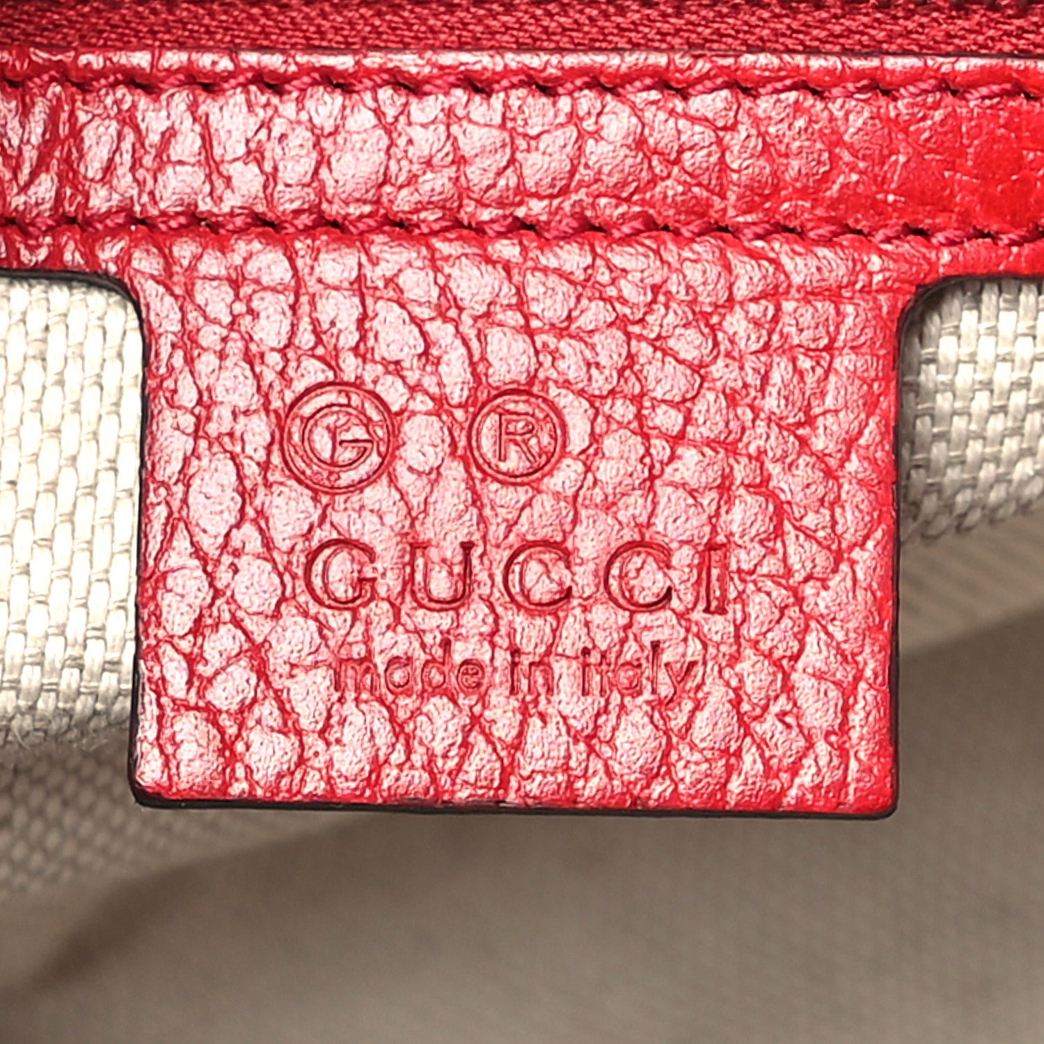Gucci Dollar Calfskin Medium Soho Top Handle Satchel Hibiscus Red 6 of 9