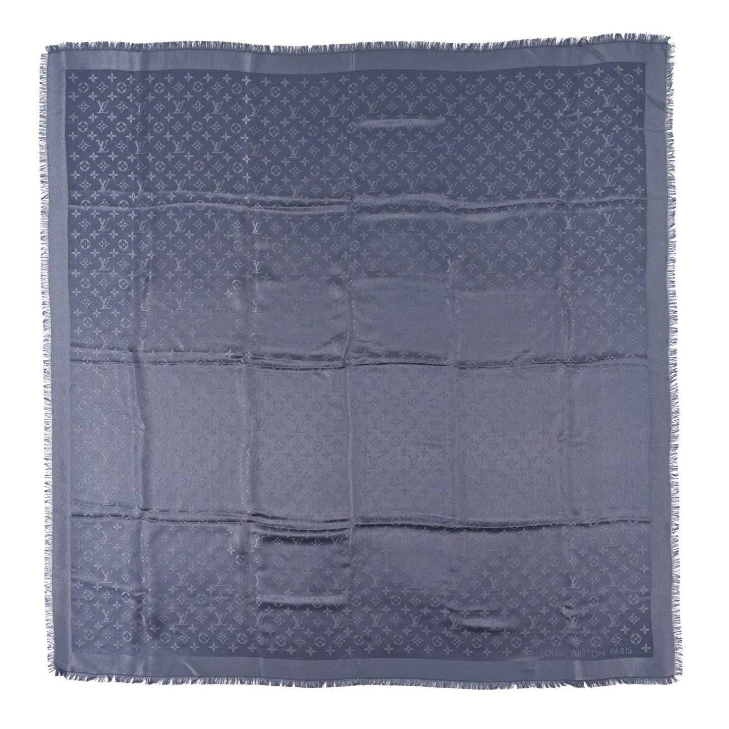 Silk Lurex Wool Monogram Shine Shawl Charcoal Grey