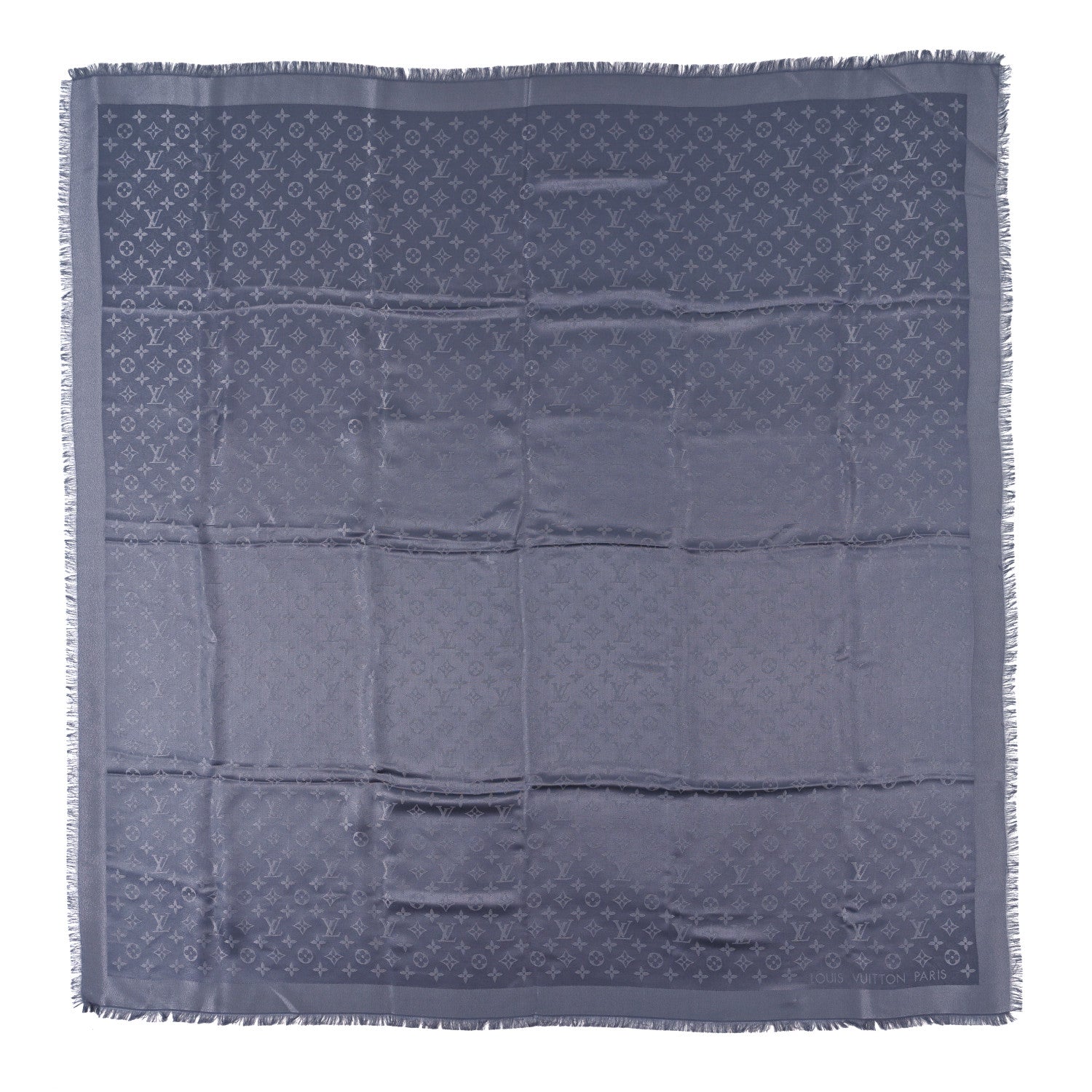 Louis Vuitton Silk Lurex Wool Monogram Shine Shawl Charcoal Grey 1 of 3