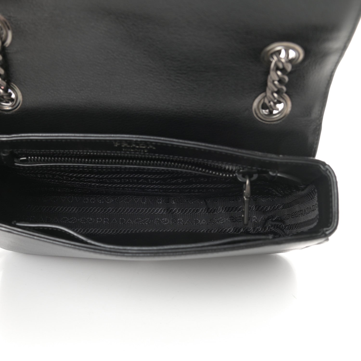 Prada Glace Calfskin Studded Crossbody Black 5 of 11