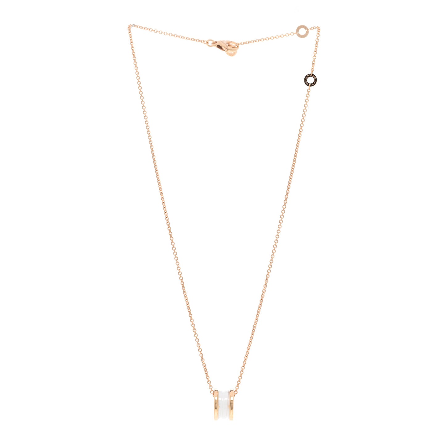18K Rose Gold White Ceramic B.Zero1 Pendant Necklace