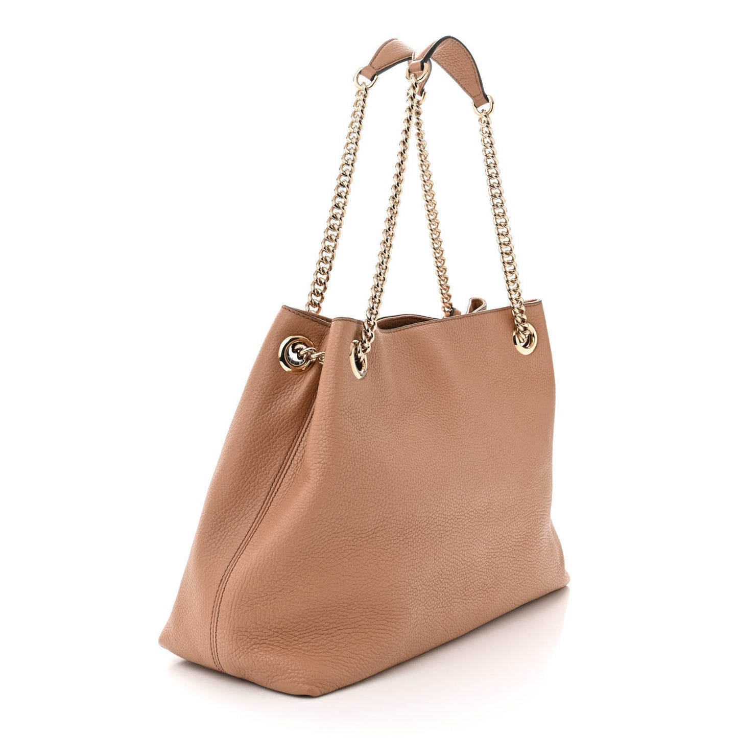 Pebbled Calfskin Medium Soho Chain Shoulder Bag Camelia