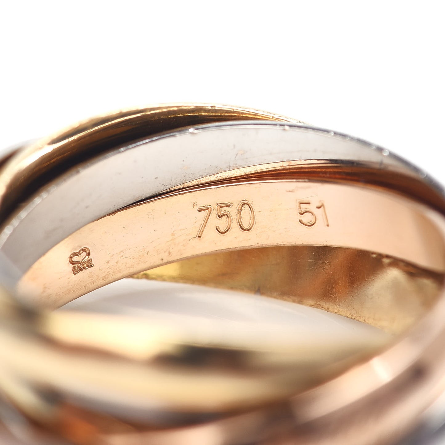 18K Pink Yellow White Gold Les Must De Trinity Five Band Ring 51 5.75