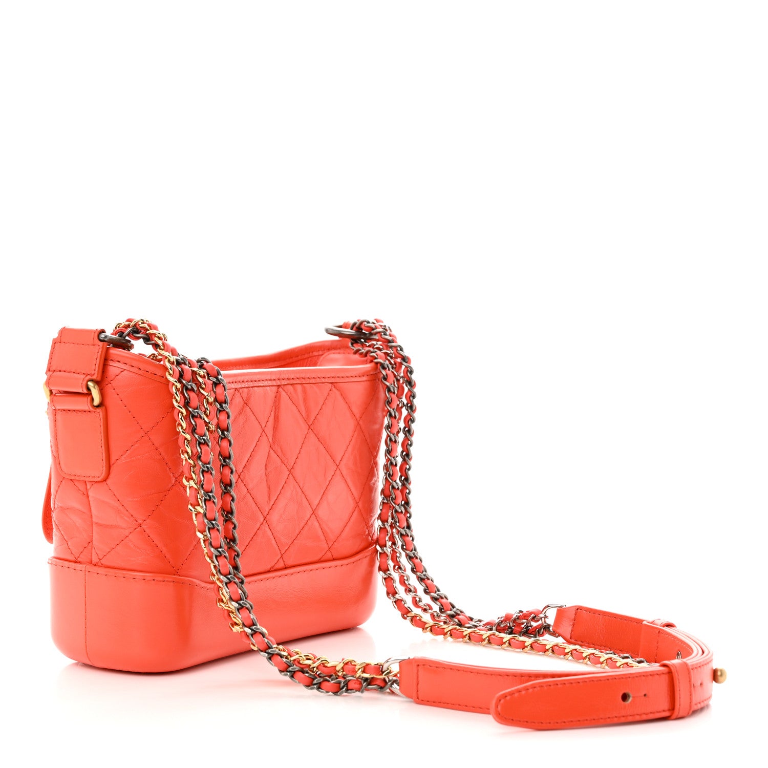 Chanel Aged Calfskin Quilted Small Gabrielle Hobo Red 3 of 10