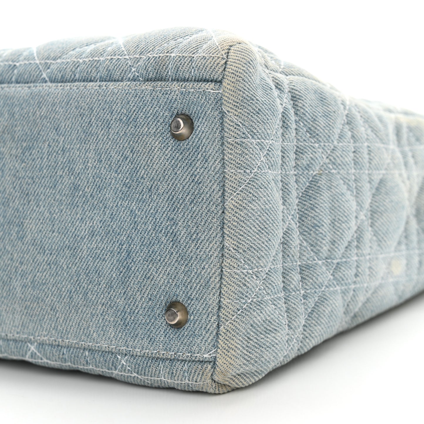 Denim Cannage Medium Lady Dior Light Blue