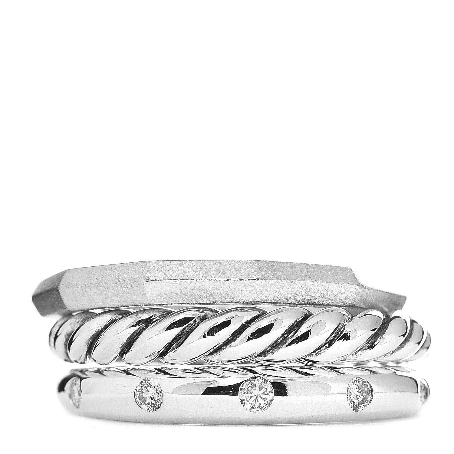 David Yurman Sterling Silver Diamond 9mm Stax Narrow Ring 52 6 1 of 6