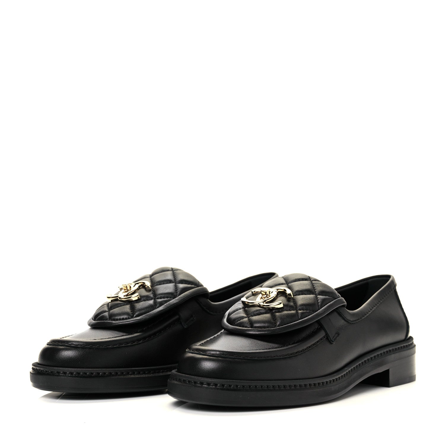 Chanel Lambskin Quilted CC Turnlock Loafers 36 Black 3 of 8