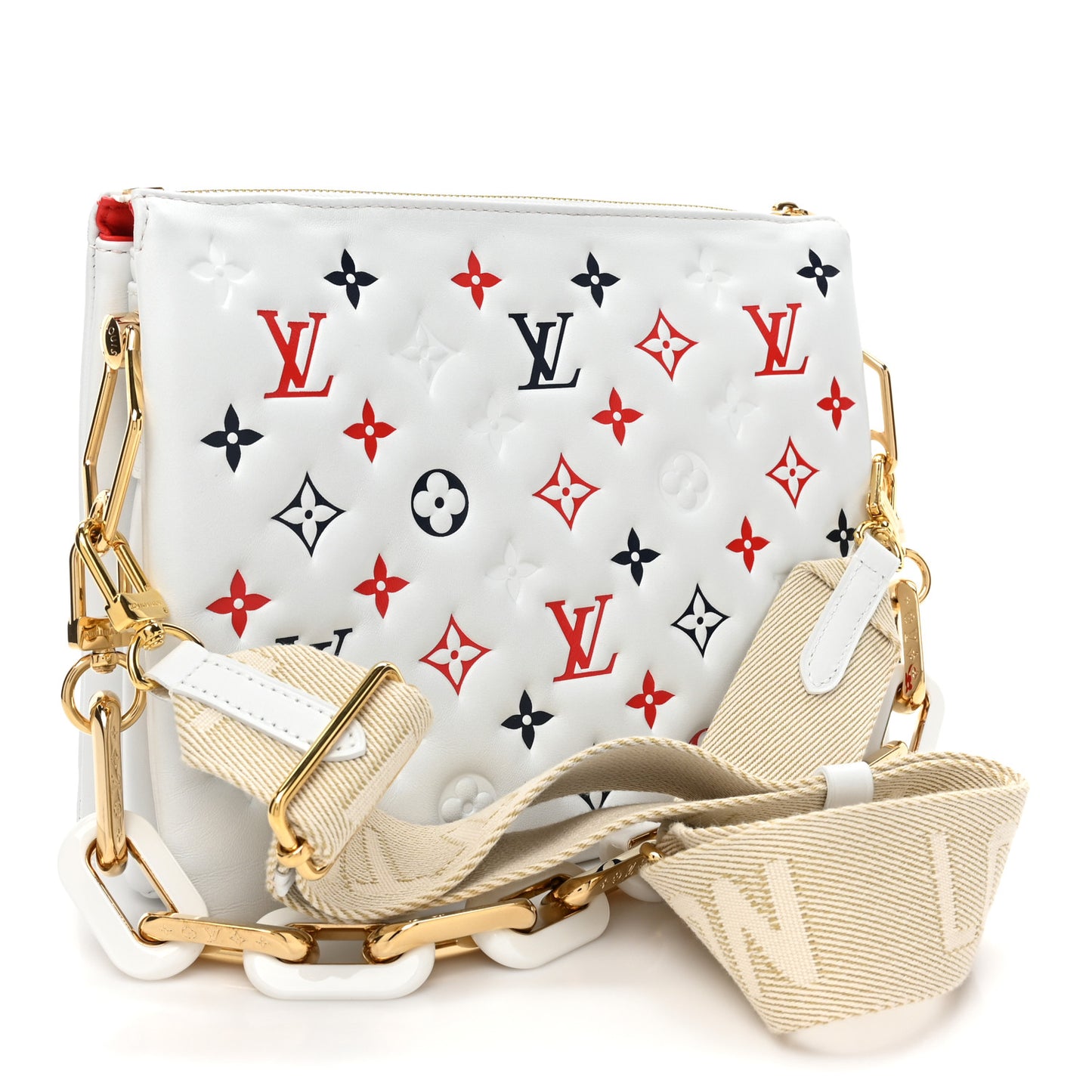 Lambskin Embossed Monogram LV H32 PM White