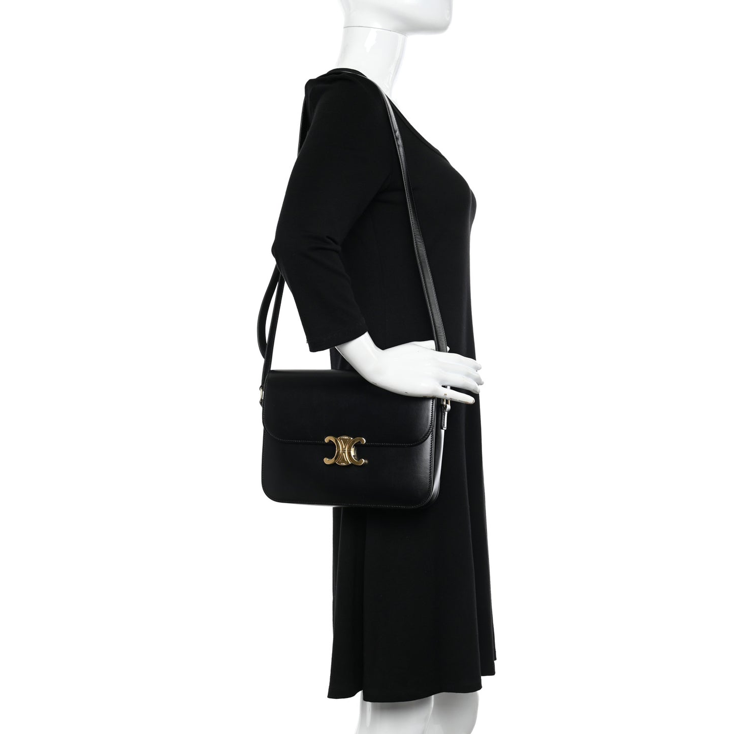 Shiny Calfskin Medium Triomphe Black
